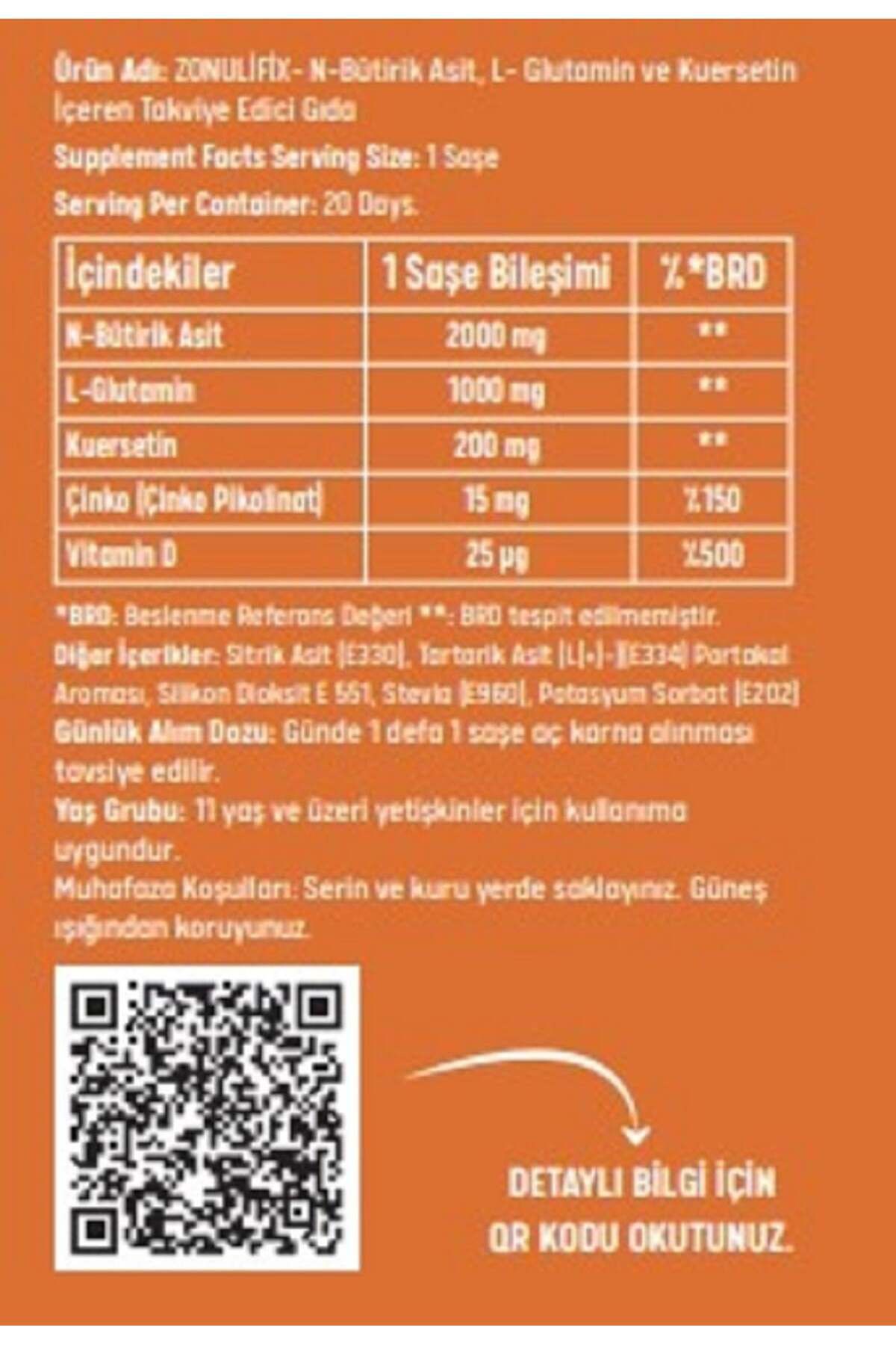 Kuazar İlaç-N-Butiric Acid, L-Glutamine and Quercetin 20 Chases Zonulifix 5