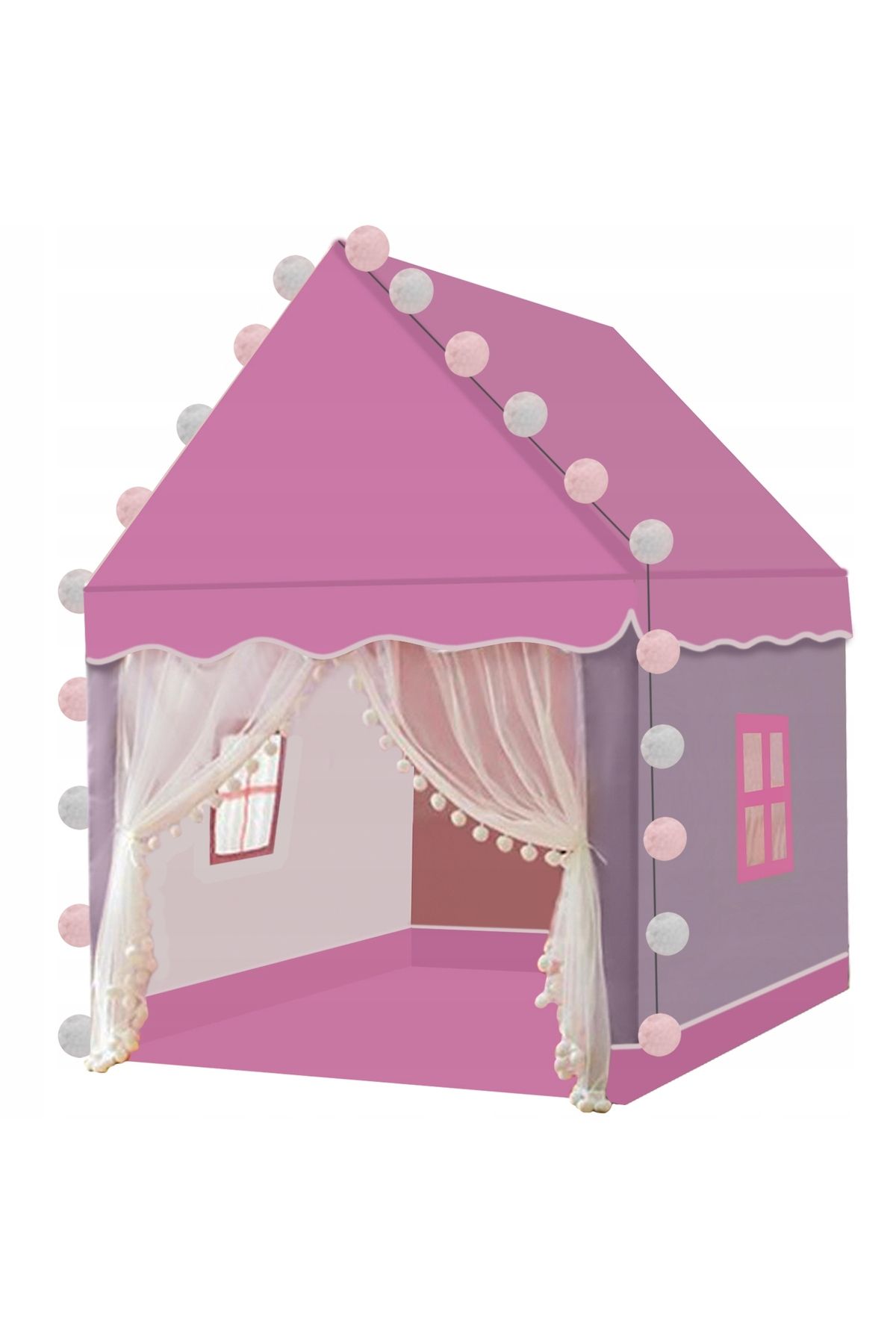zola-Children's playhouse with lights, Zola®, windows, grey with pink, 130 x 100 x 115 cm 2