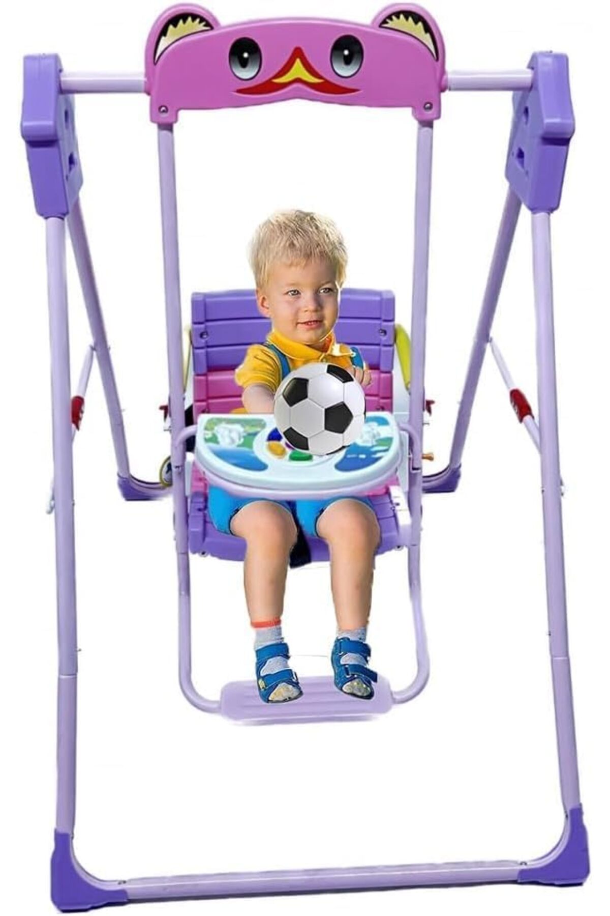 أرجوحة أطفال مع مقعد أمان، يمكن استخدامها في الأماكن المغلقة أو الهواء الطلق أو الفناء الخلفي، للأطفال، الرضع، وردي