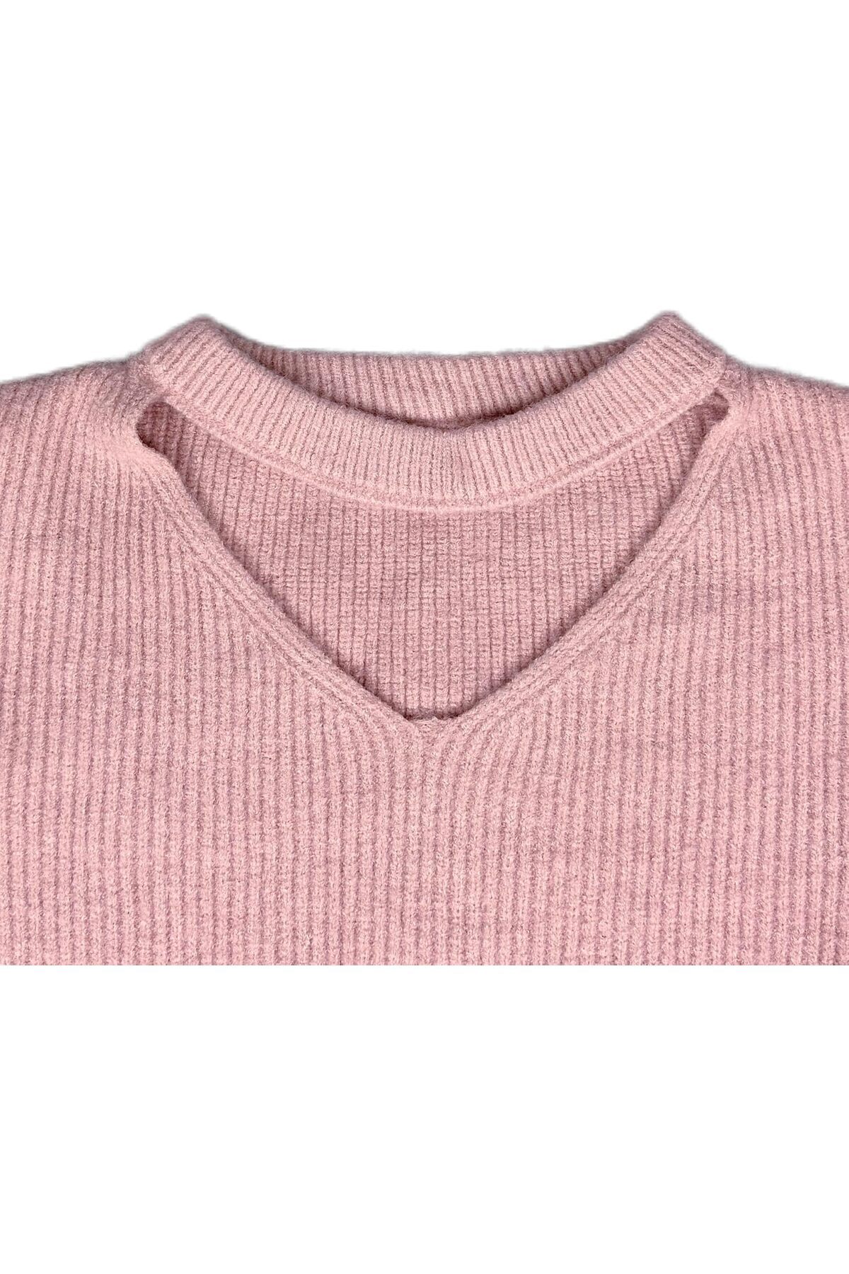 BUNCA-Pink Ribbed Wide V-Neck Sweater for Women and Girls by BUNCA 7
