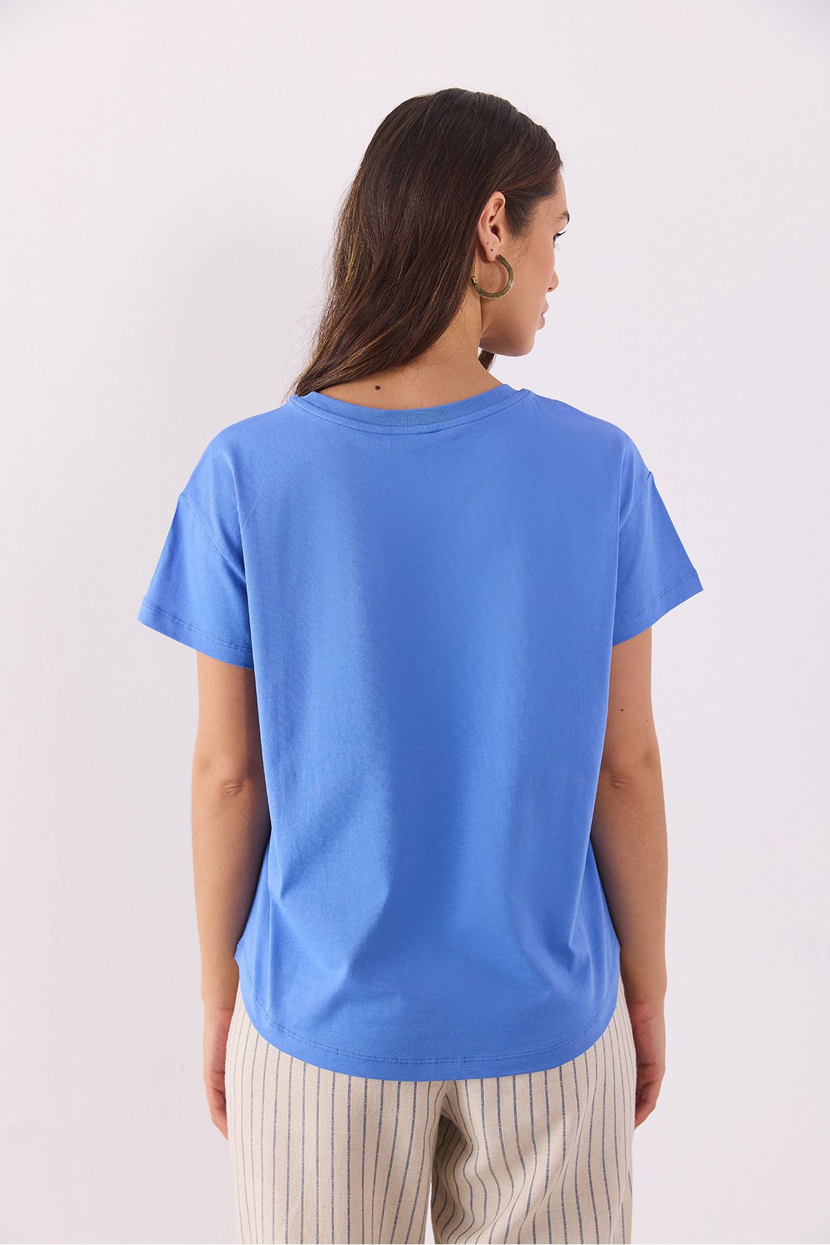 VENA-Mini Vena Logo Printed T-Shirt - Blue Green Regular Fit 3