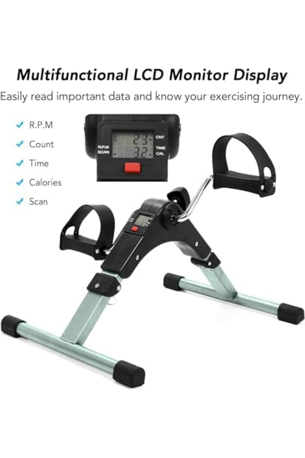 جهاز تمارين منزلي محمول قابل للطي مزود بدواسات وشاشة LCD