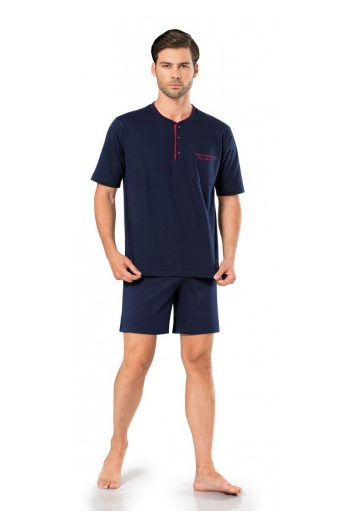 ست پیژامه و لباس خواب مردانه راسته فاق نرمال آستین کوتاه | پیر کاردین Pierre Cardin TYC53102E0407712FB07E0800 - تصویر 4