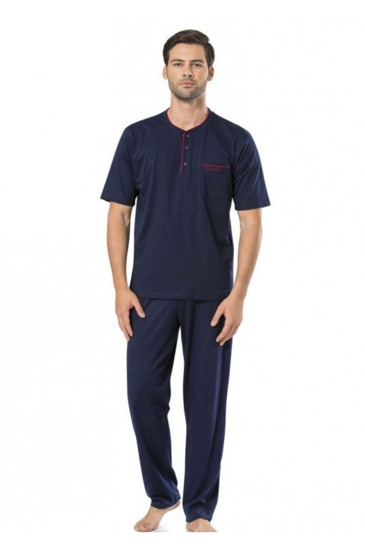 ست پیژامه و لباس خواب مردانه راسته فاق نرمال آستین کوتاه | پیر کاردین Pierre Cardin TYC53102E0407712FB07E0800 - تصویر 3