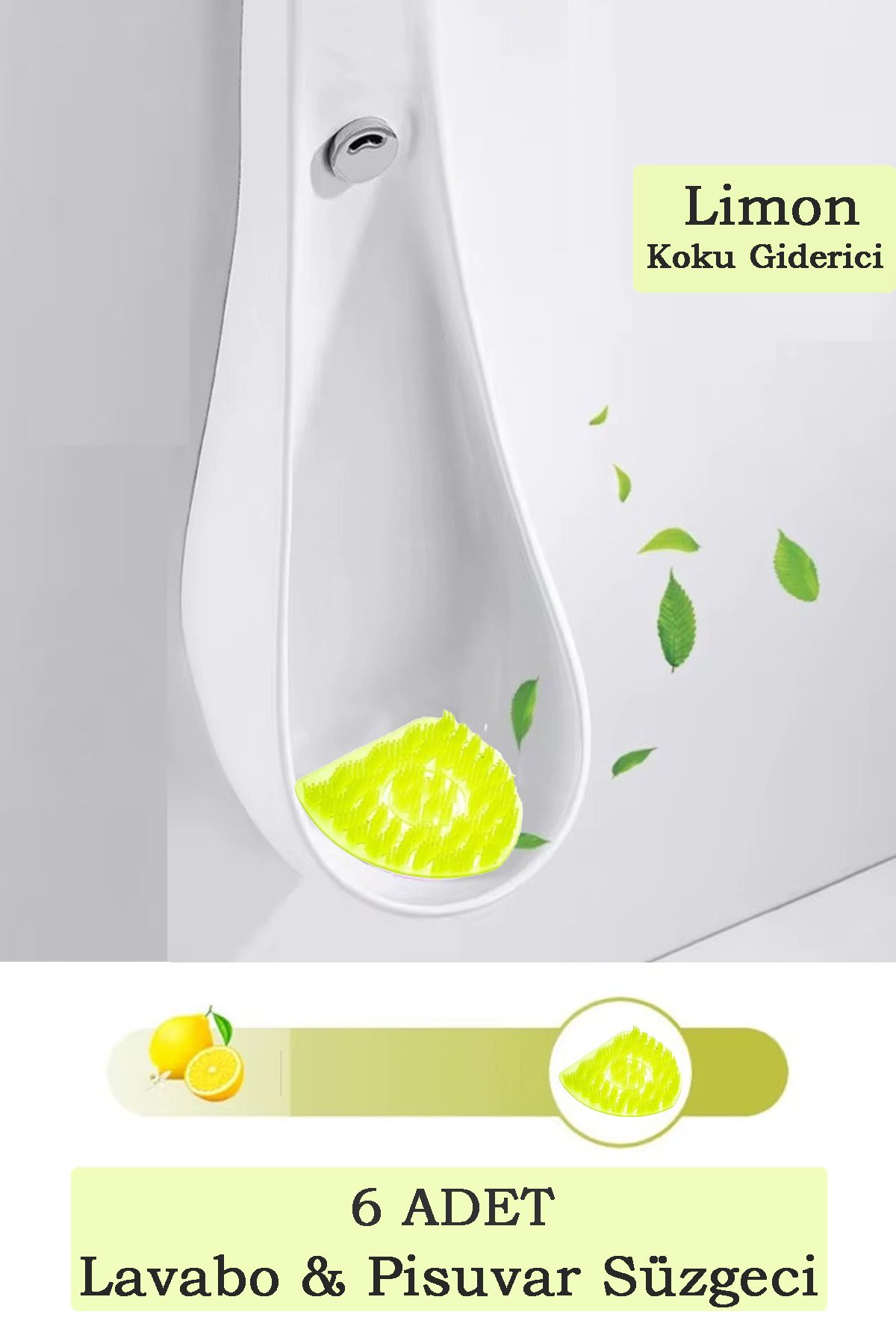 Maproworld 6 Adet - Limon Kokulu Pisuvar Süzgeci – Lavabo Yer Gideri Koku Giderici Hijyenik Tuvalet Matı