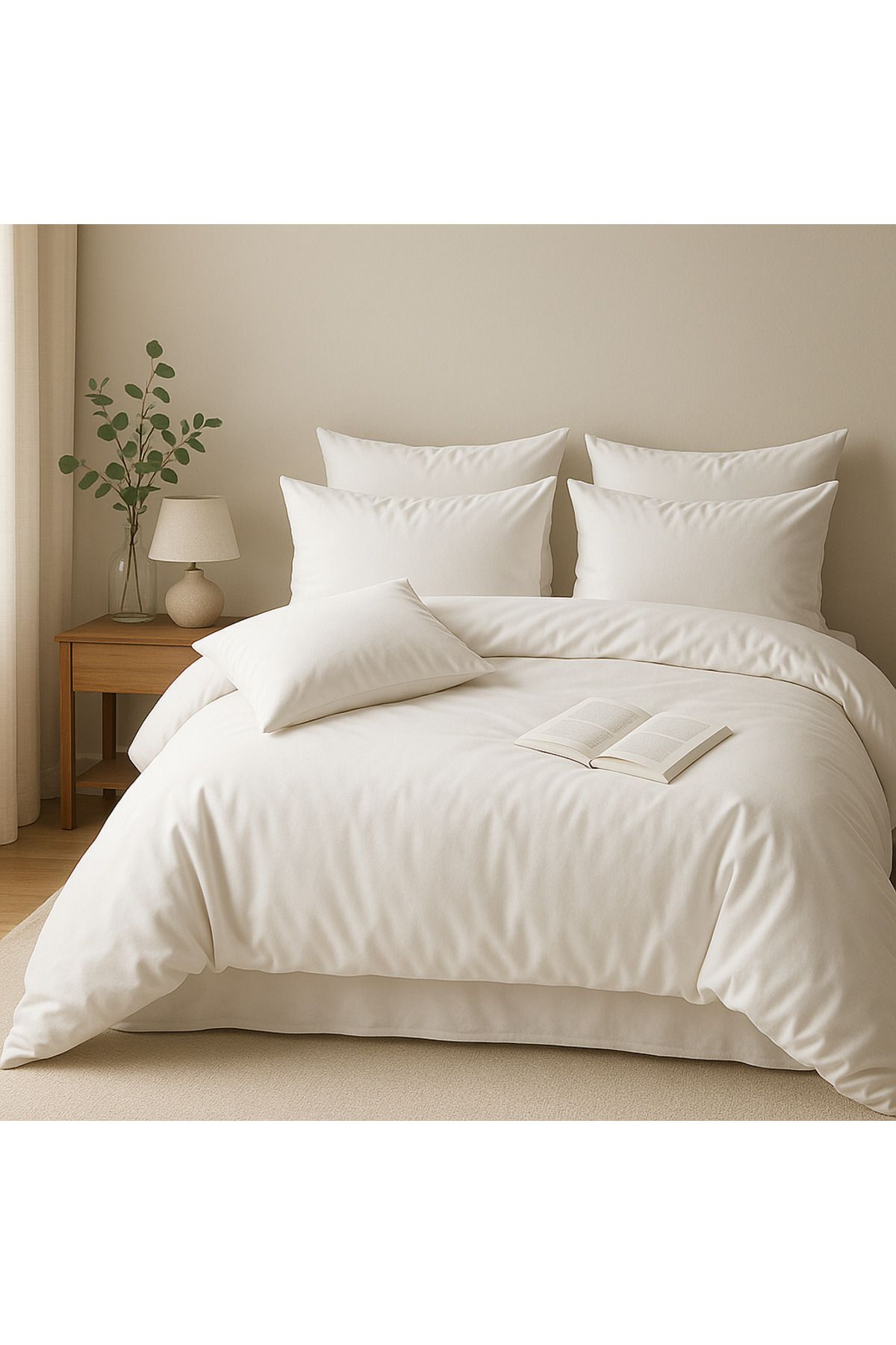 Prime Sleeks Tek Kişilik %100 Pamuk Nevresim Takımı 160x220 cm , Lastikli Çarşaflı Set, Beyaz