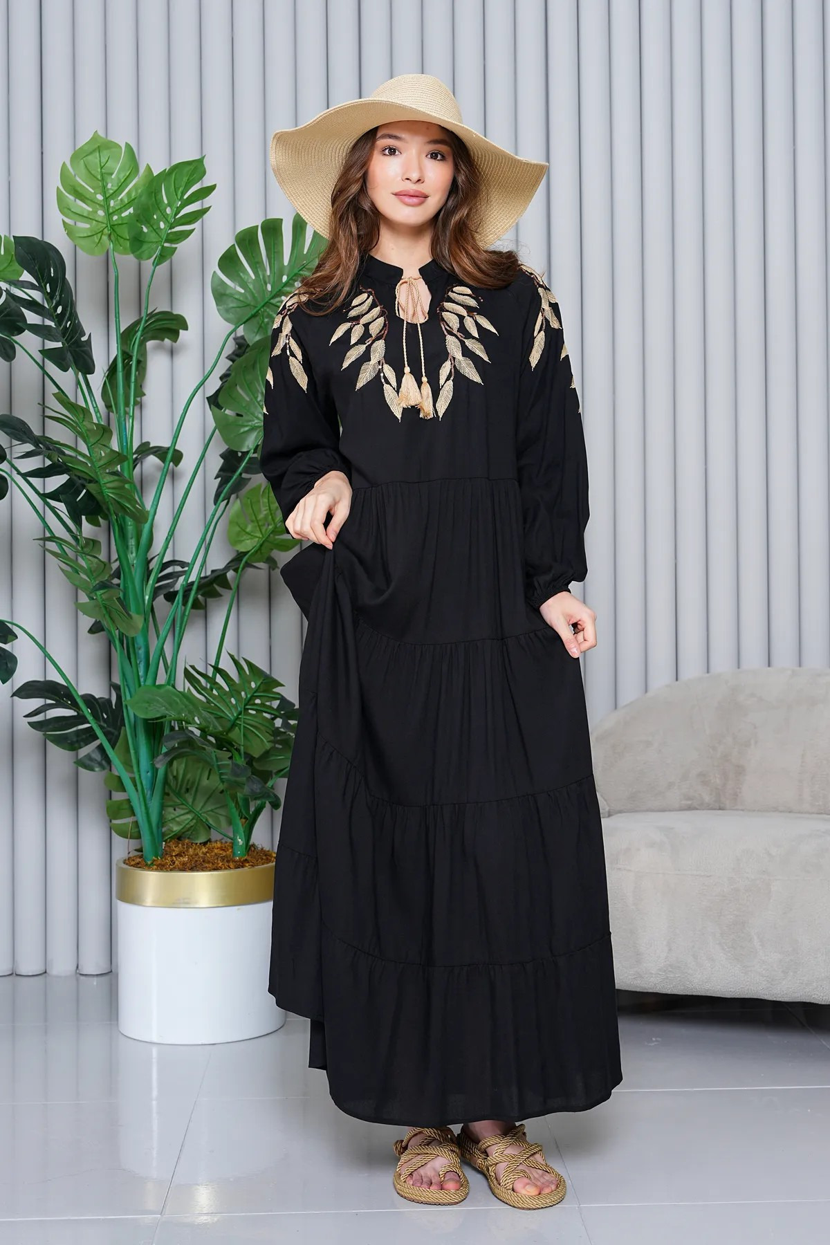 My Blog-Μαύρο Μίνι Φόρεμα με Παγιέτες Κεντημένο Plus Size - 2065 - 2 4