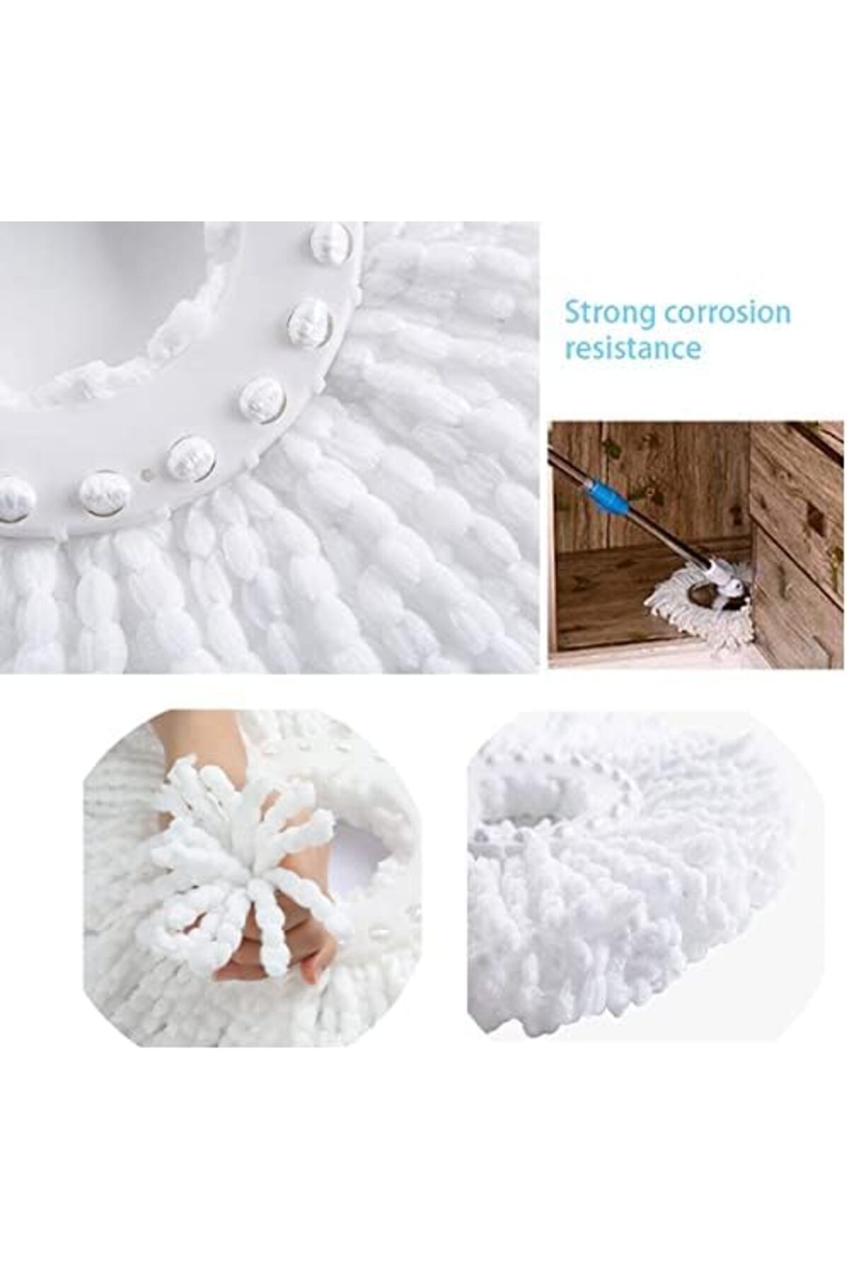 مجموعة من 5 رؤوس استبدال ممسحة دوارة، مصنوعة من الألياف الدقيقة، شكل دائري، مقاس قياسي عالمي 360 درجة