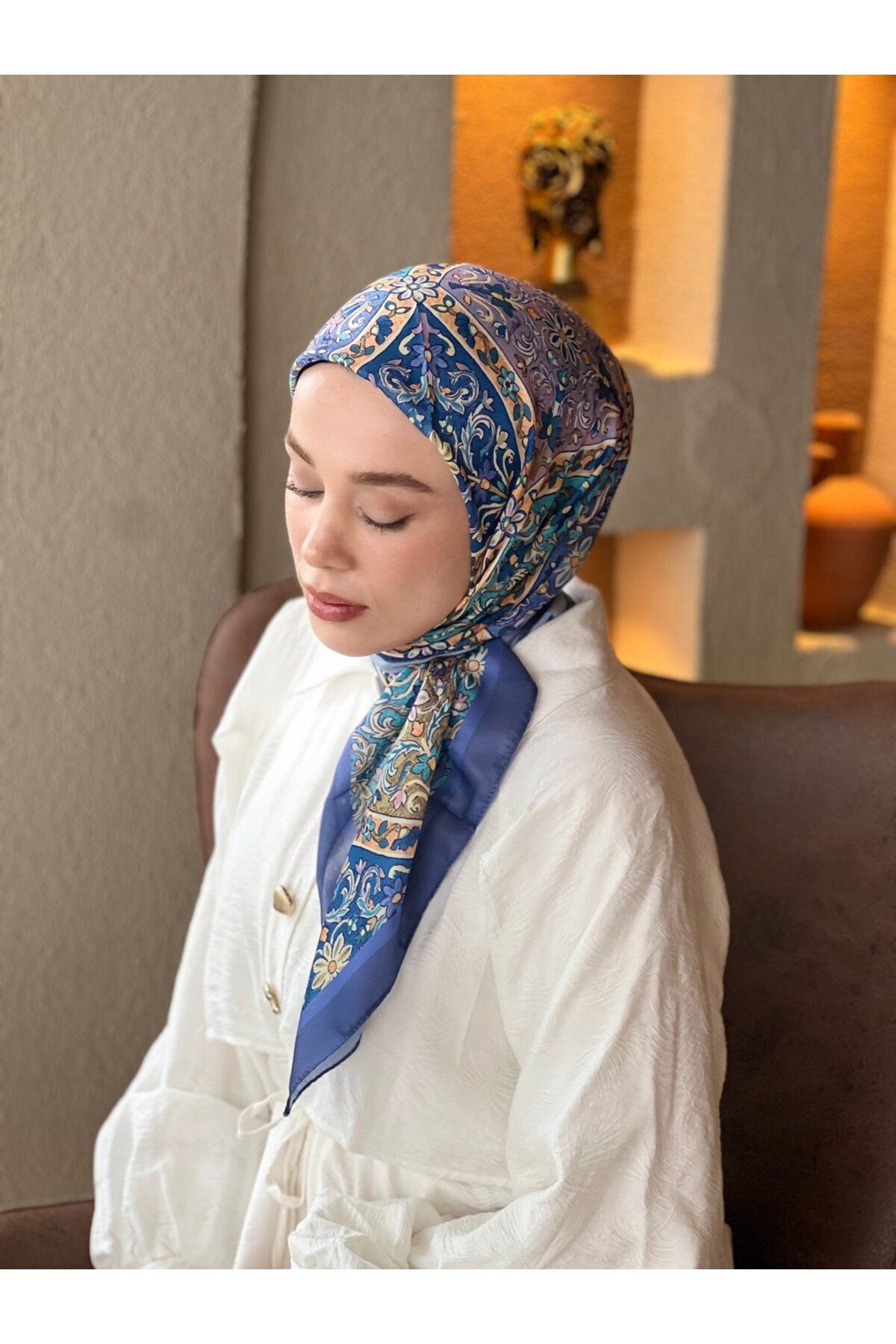 Modakaşmir-Flower Path Pattern Cotton Scarf 3