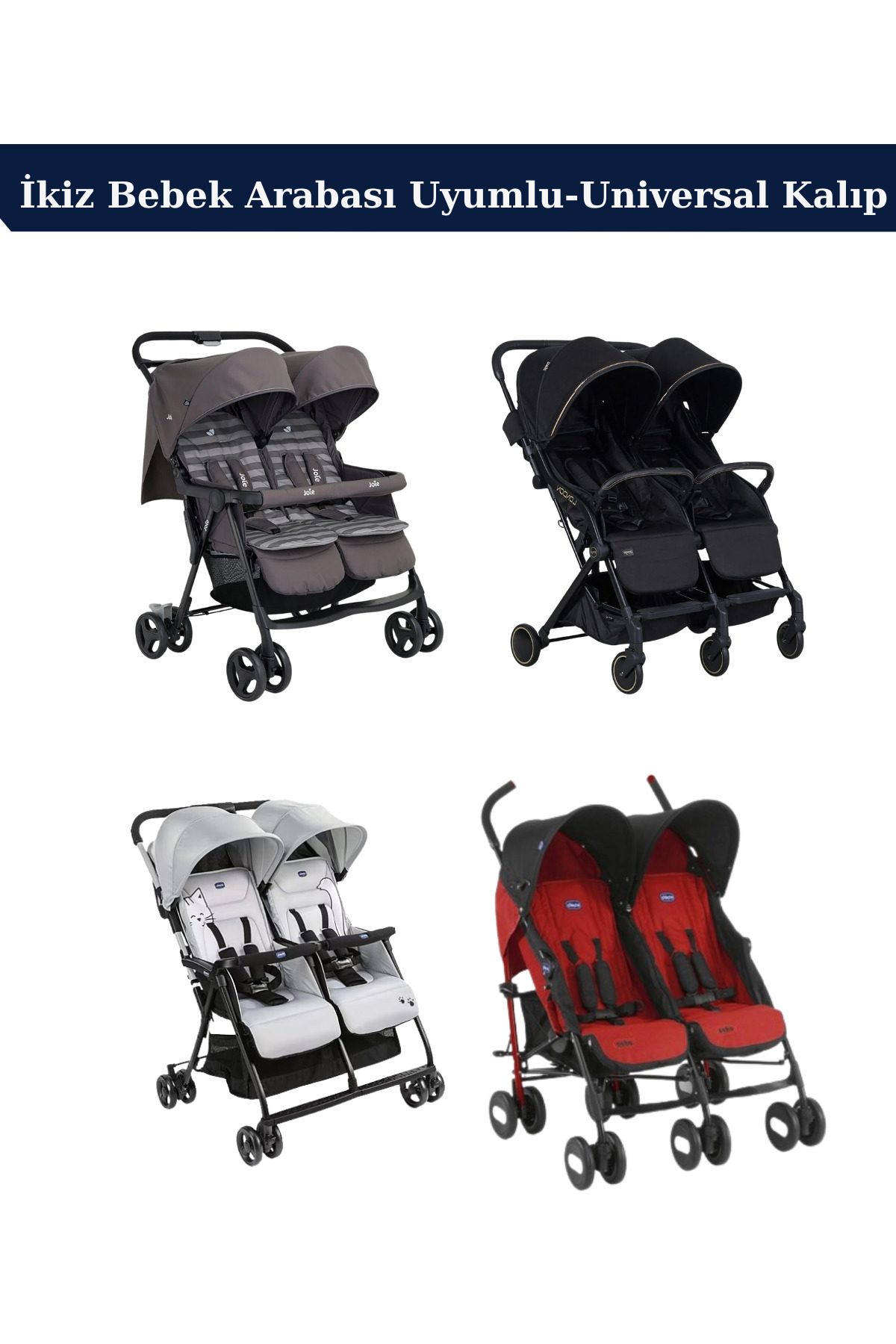 Breen-Twin Baby Stroller Tarpaulin- Gray Protective Cover, Waterproof, Protects from Dust 3