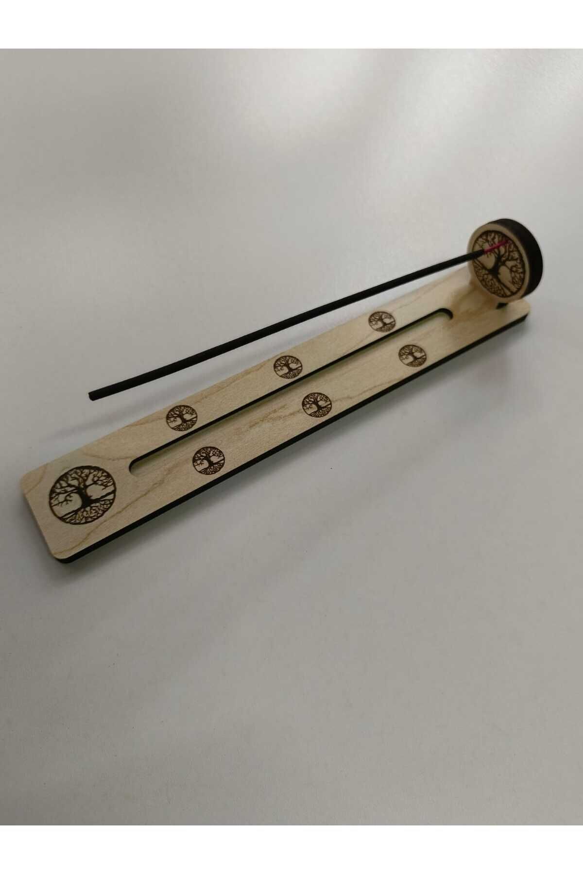 öyküdekor 3 Adet Hayat Ağacı İşareti Detaylı Ahşap MDF Tütsülük – 24 cm | Meditasyon ve Yoga Uyumlu