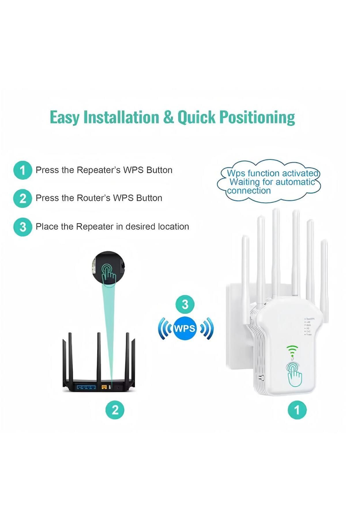Generic-Wifi Repeater Network Extender Signal Booster, Smart Wifi Range Extender 300mbps With Four Antennas 3