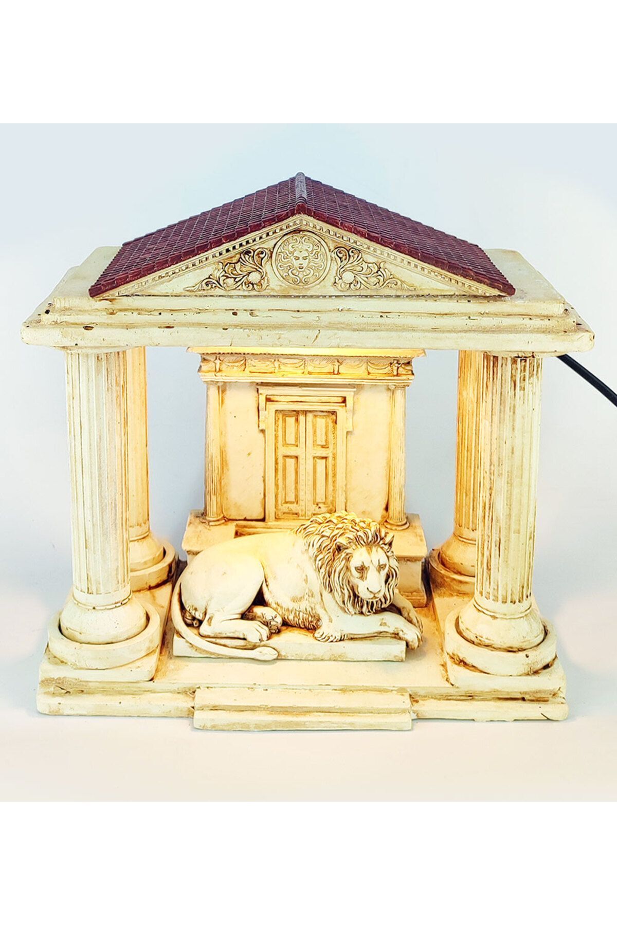 Craftmaket Antik Roma Aslan Dekoratif Konik Tütsülük Işıklı