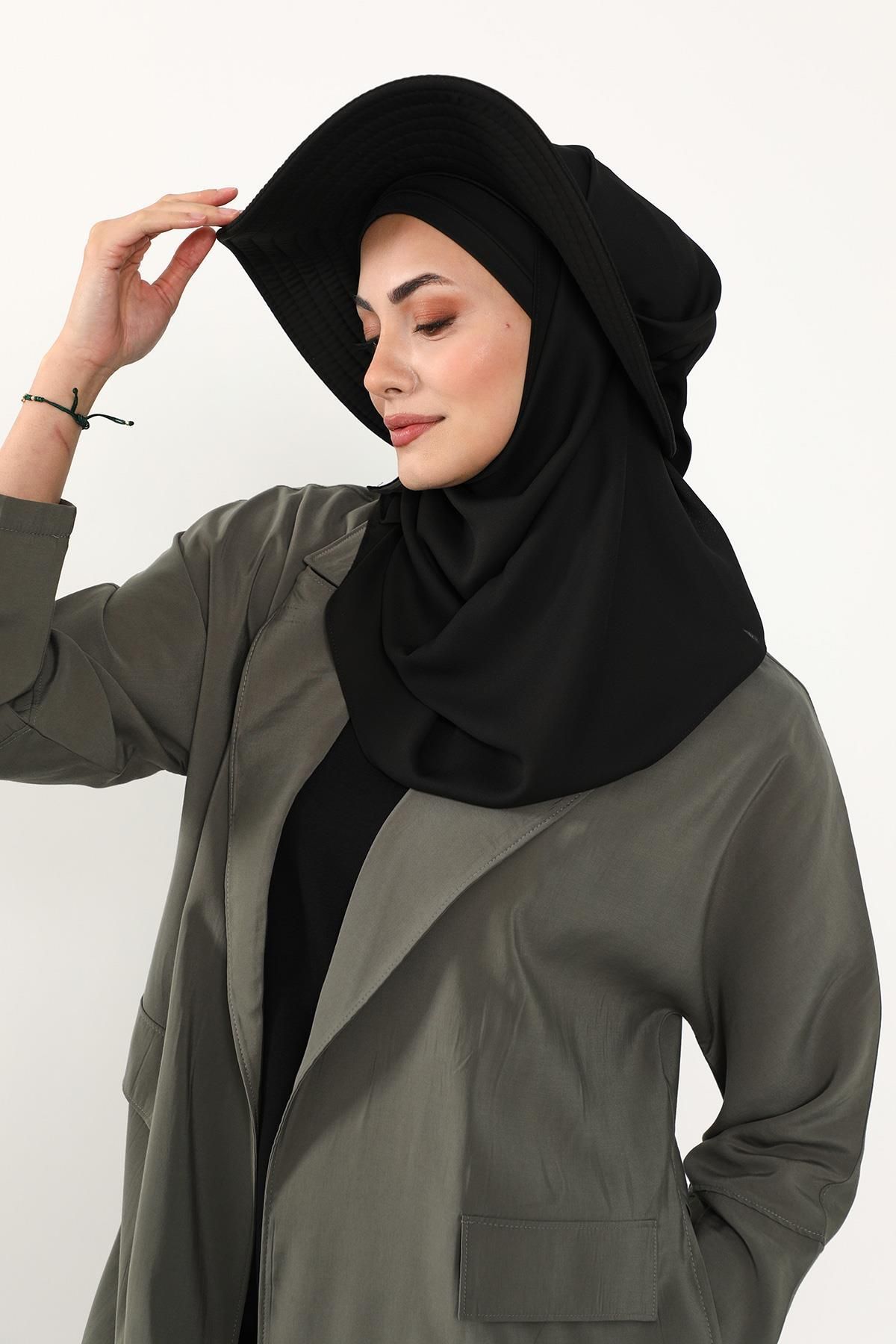 Aisha's Design-عمامة شال كريب عملية مع قبعة فيونكة خلفية قابلة للإزالة، SS-9 8