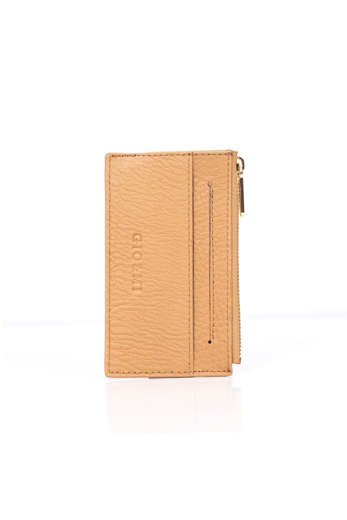 gio&mi-Davin Genuine Leather Men's Orange Card Holder Wallet with Coin Compartment and Zipper 6