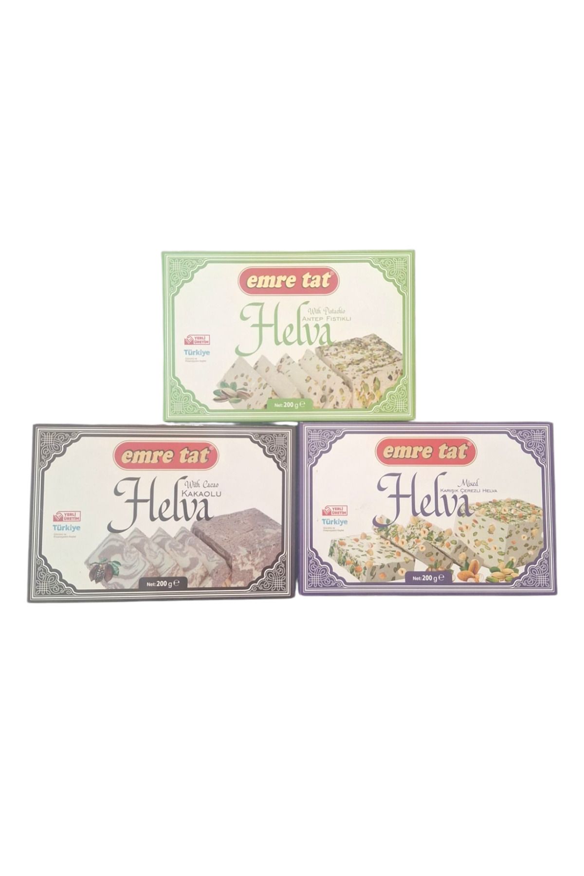 Emre Tat Helva Seti 3"lü 600 Gr ( antep fıstıklı,mix kuruyemiş,kakaolu)