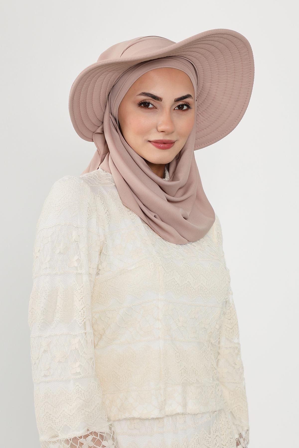 Aisha's Design-Practical Crepe Shawl Turban with Removable Bowknot Hat on the Back,Ss-9 7