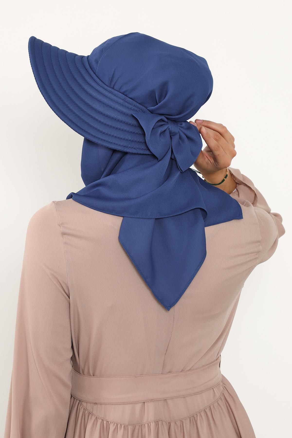 Aisha's Design-Practical Crepe Shawl Turban with Removable Bowknot Hat on the Back,Ss-9 5