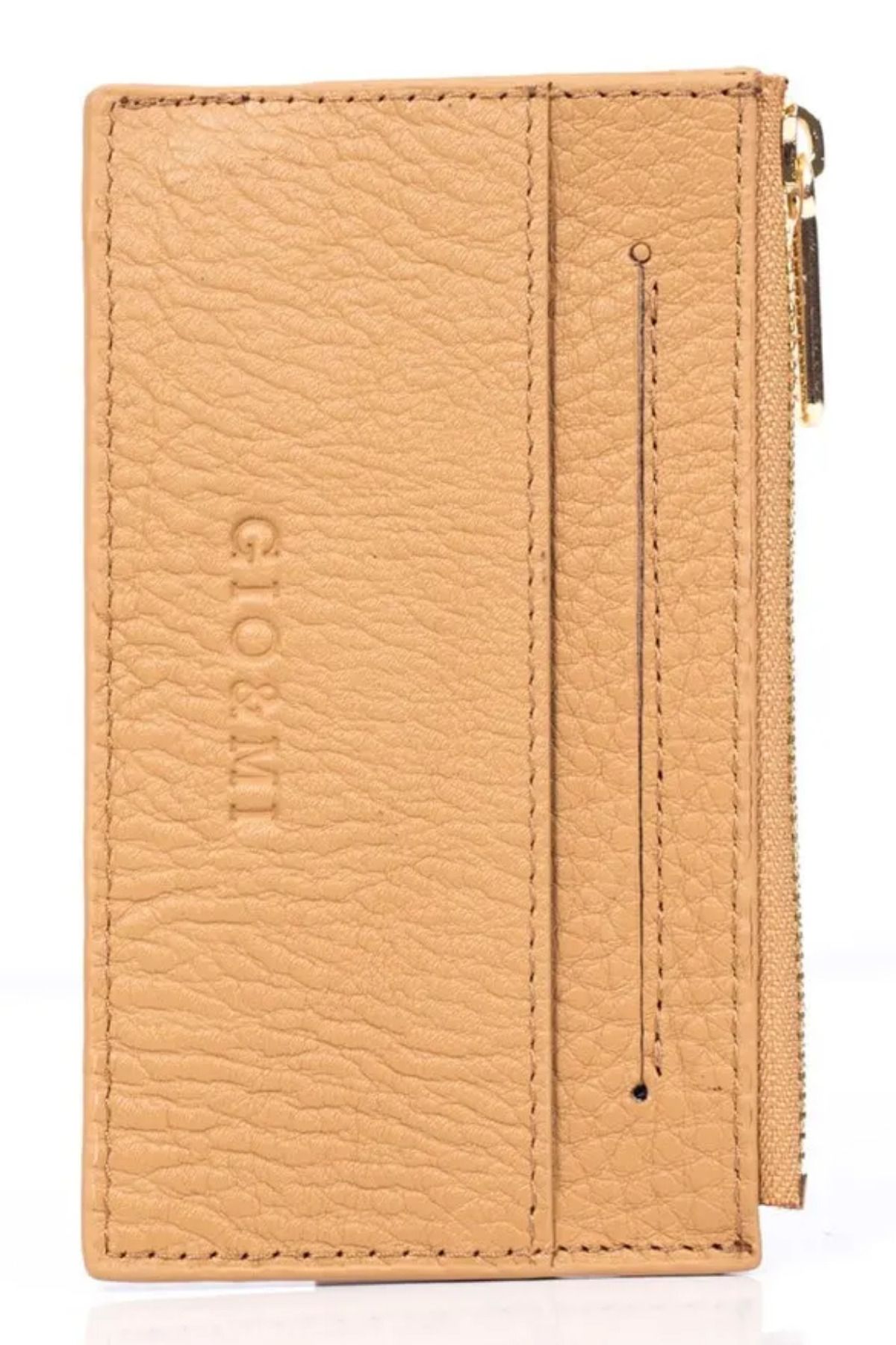gio&mi-Davin Genuine Leather Men's Orange Card Holder Wallet with Coin Compartment and Zipper 2