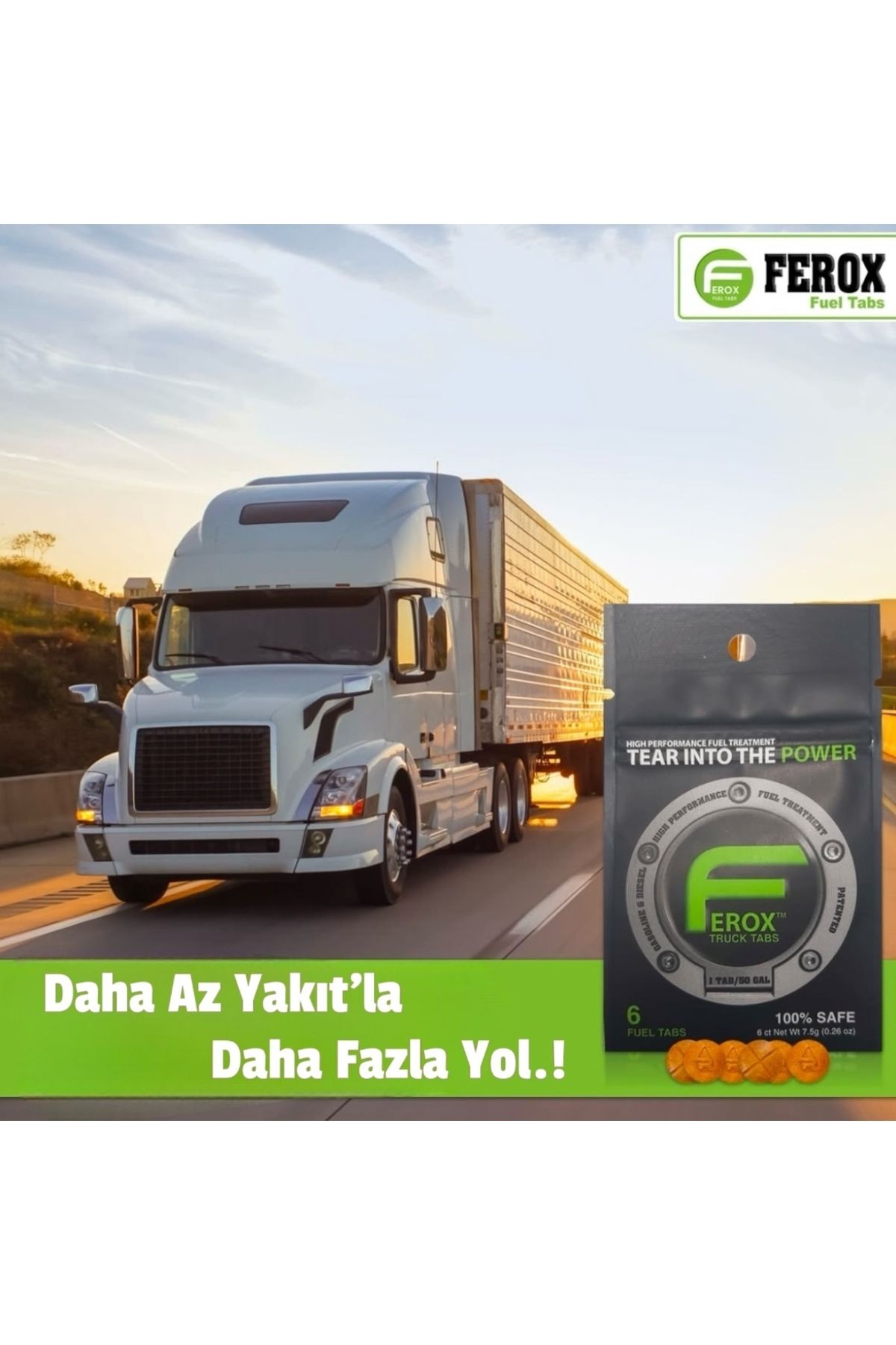 Ferox Fuel Tabs / Yakıt Katkısı Ve Motor Koruyucu / 1 Tablet = 200 Lt / Benzin & Dizel / 6 Tablet