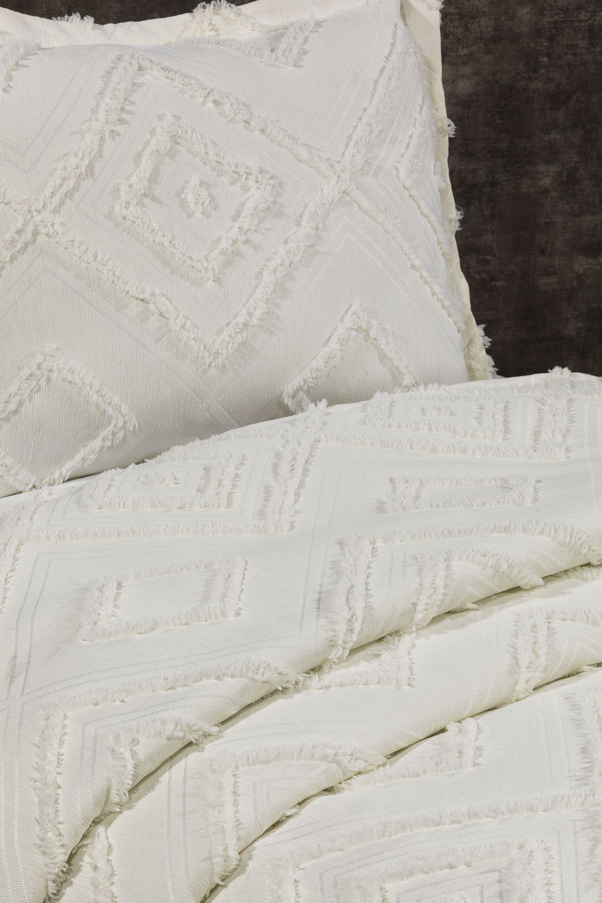 CANDAN ÇEYİZ-Nordic Single Bedspread 180X250 and 1 Pillow Ecru 5