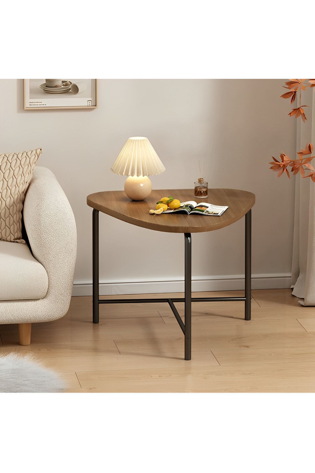 Herum Masuta De Cafea Triunghiulara, Blat Mdf, Pentru Living, Maro/negru, 64 X 52 Cm - One Size