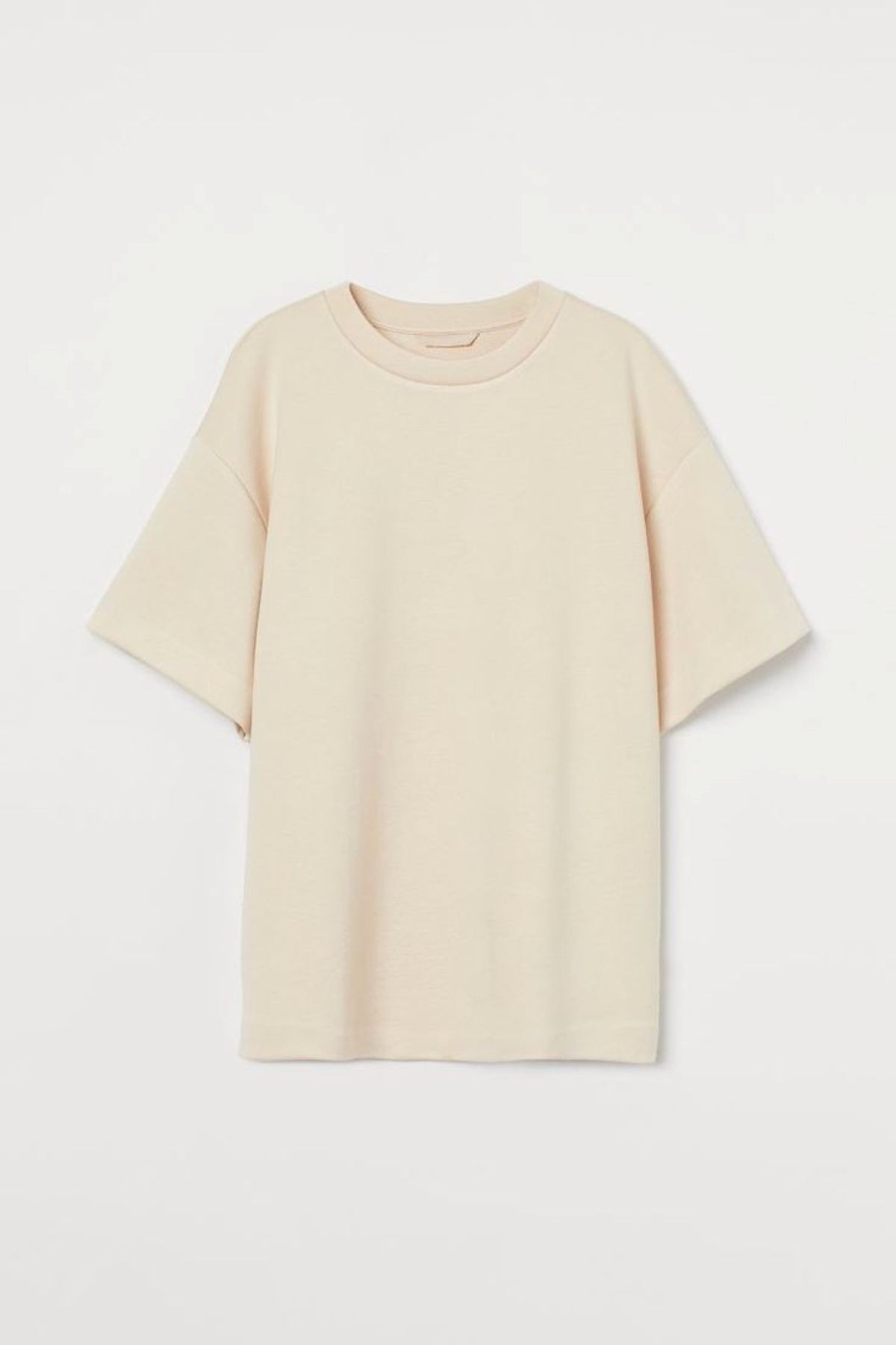 JustBS Kadın Bej Renk Basic  Büyük Beden T-shirt