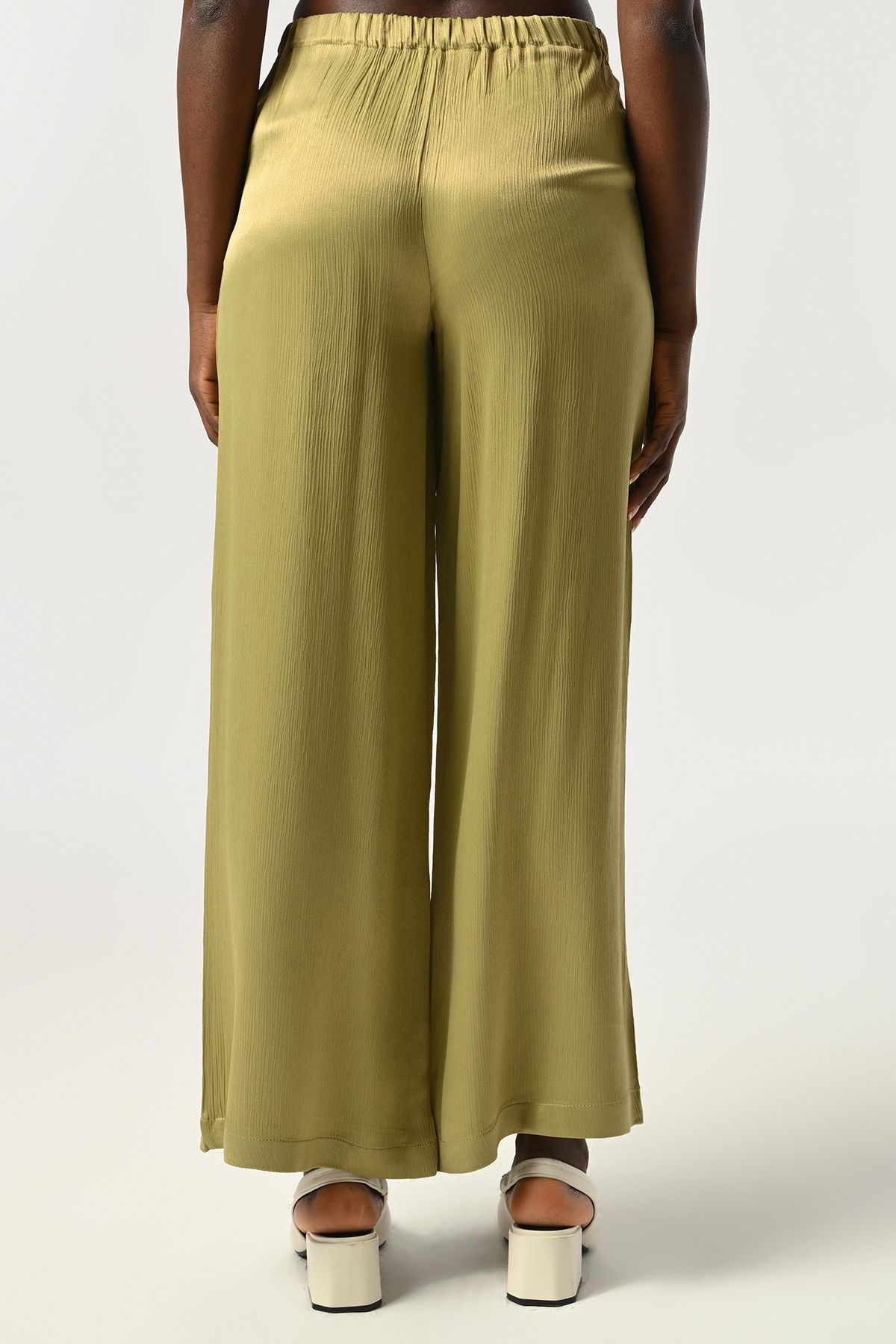 Orfeo Negro-Women's Elastic Waist Loose Leg Solid Color Viscosa Fabric Pants 5