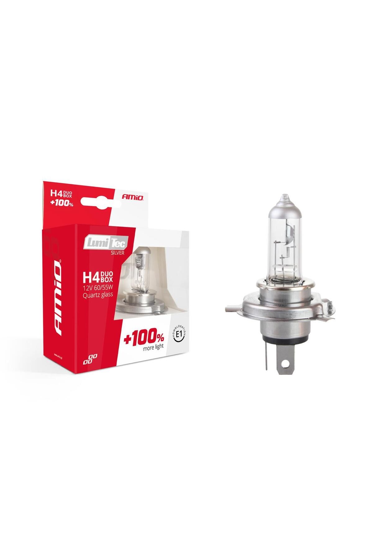 A ŞAMİOĞLU Set Becuri Cu Halogen H4 12v 60 / 55w Lumitec Silver + 100% Duo Box - One Size