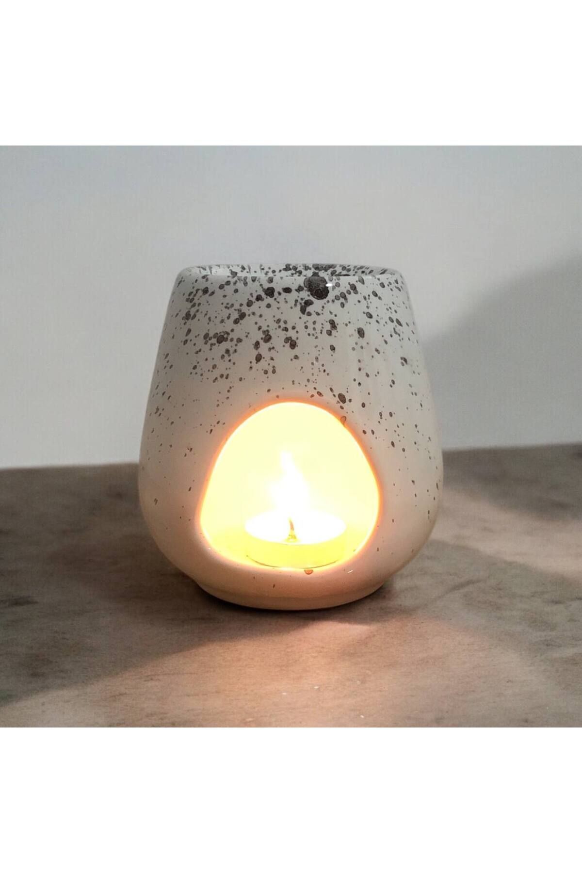 HomeSipahi Seramik yağmur desen buhurdanlık ( 1 Adet tealight mum ve tek kullanımlık esans ile gönderilir)