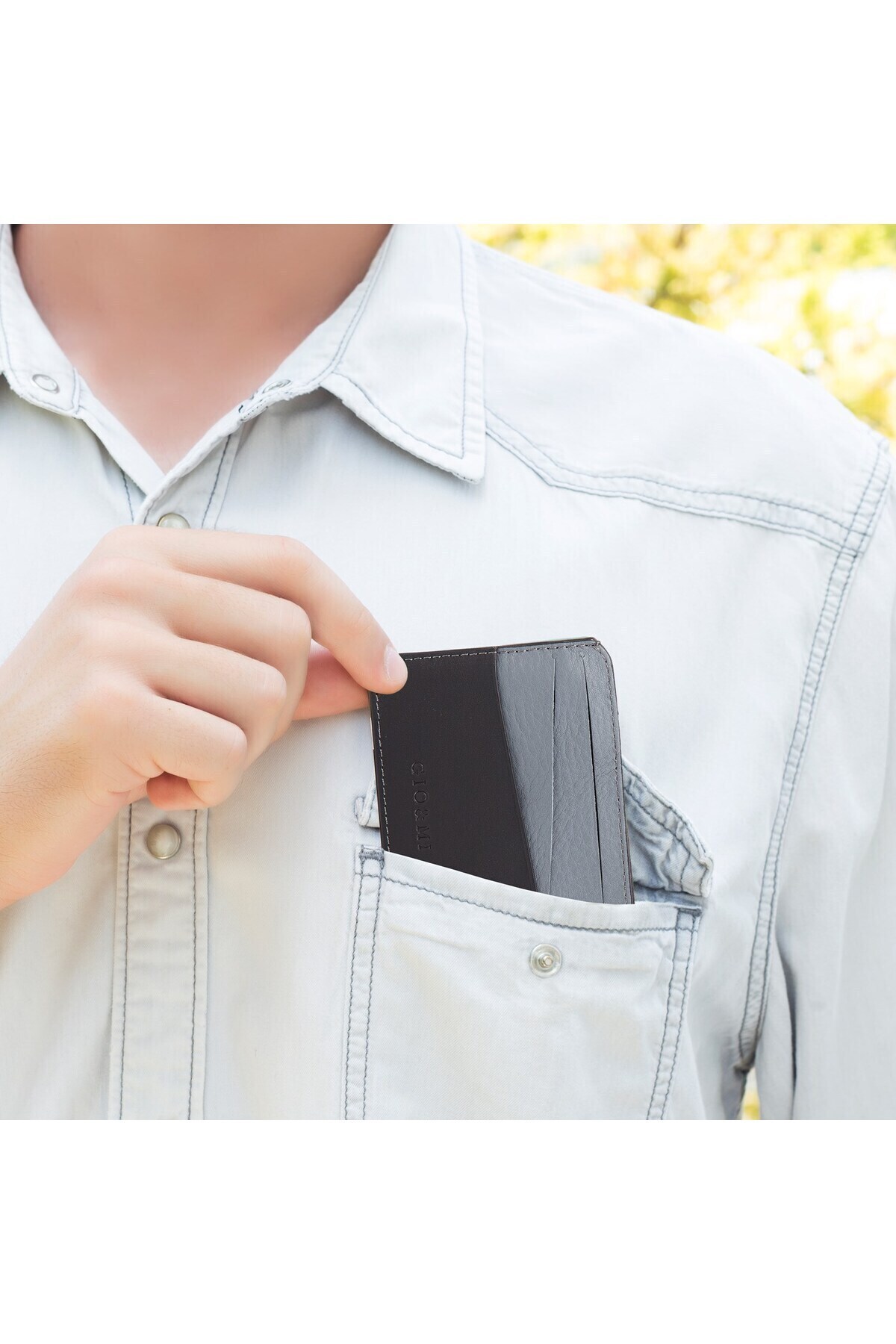 gio&mi-Boris Genuine Leather Men's Black / Gray (Casual Model) Card Holder Business Card Holder 6