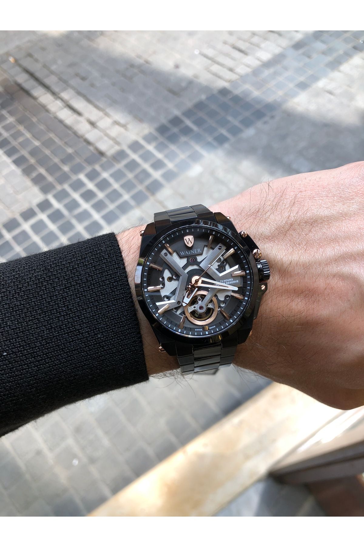Wainer-Skeleton Automatic Men's Wrist Watch 2