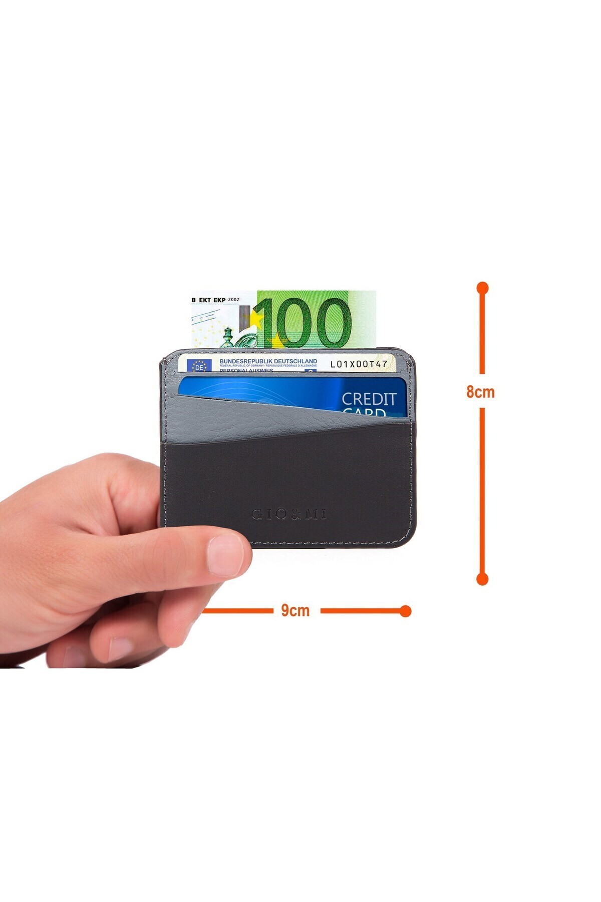 gio&mi-Boris Genuine Leather Men's Black / Gray (Casual Model) Card Holder Business Card Holder 4
