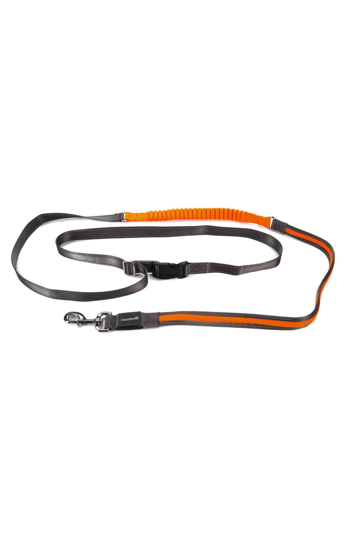 Beeztees Köpek Yürüyüş ve Koşu Şok Emicili Gezdirme Kayışı ve Bel Kemeri, Gri, 180-200cm, 25mm GLSTD