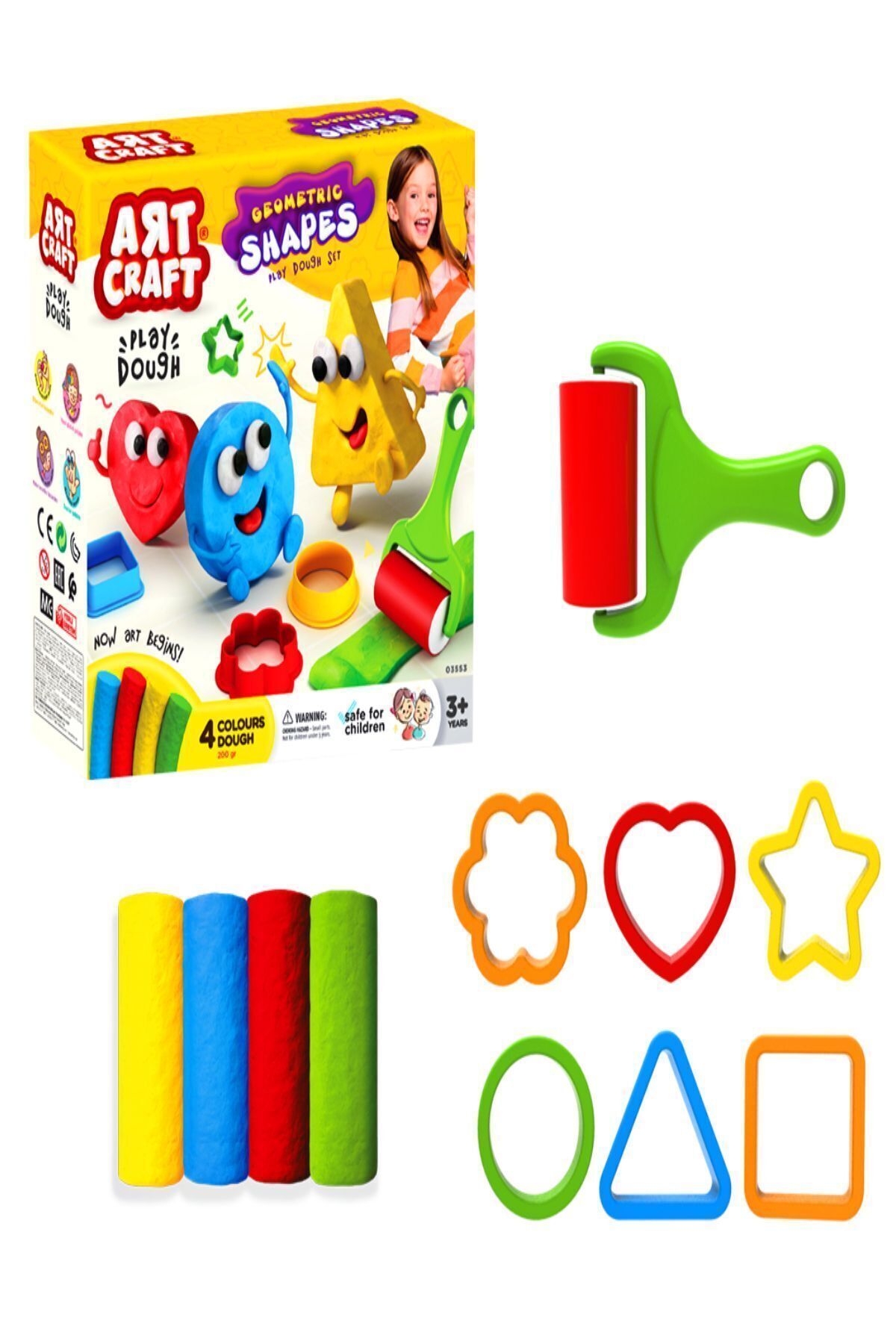 VARDEM OYUNCAK Geometrik Şekiller Oyun Hamuru Ve Kalıbı Seti 200 gr