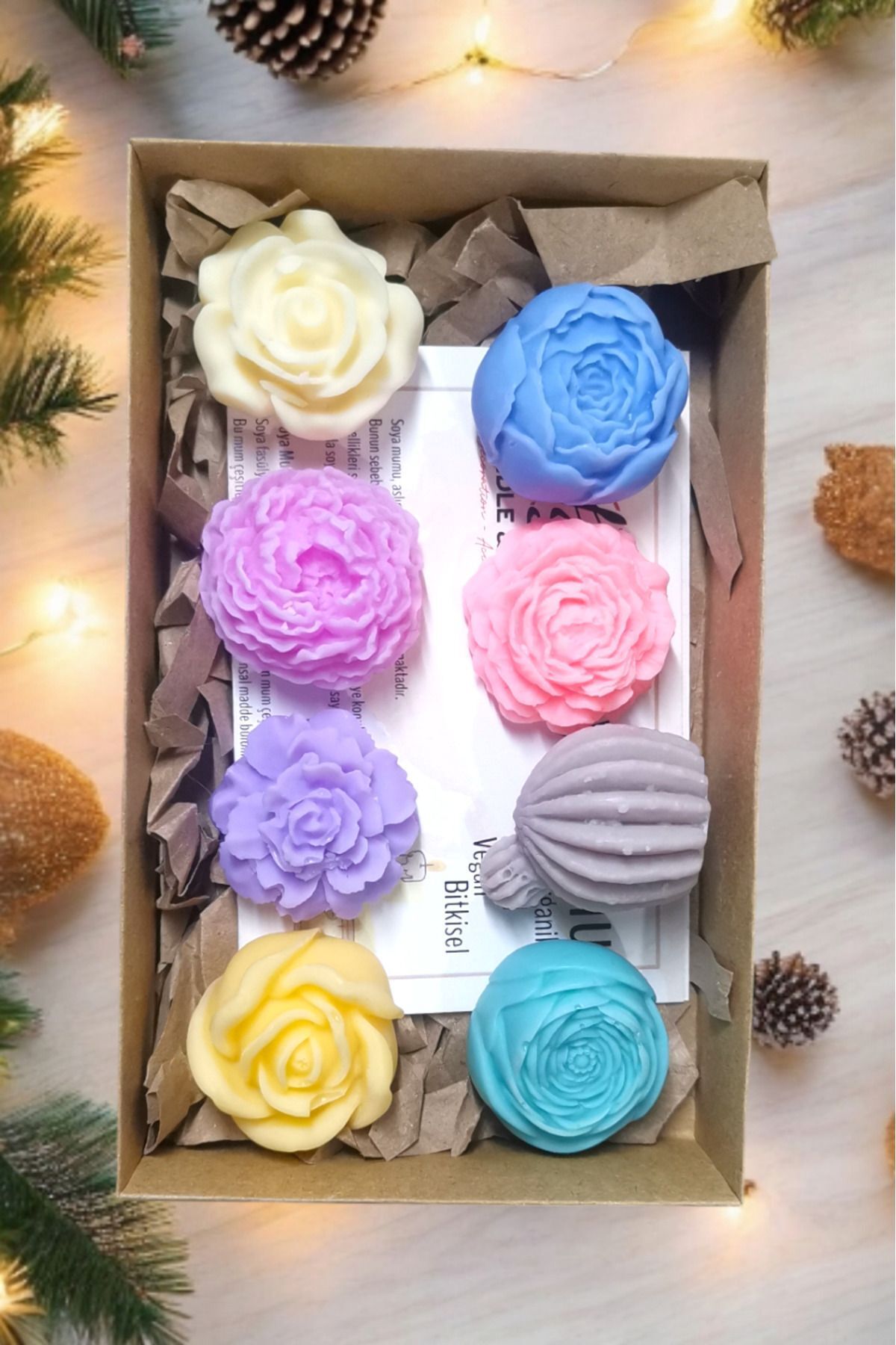 FS CANDLE & HOME Decoration - Accesories 8'li Karışık Renk ve Karışık Kokulu Çiçek Buhurdanlık Mumları