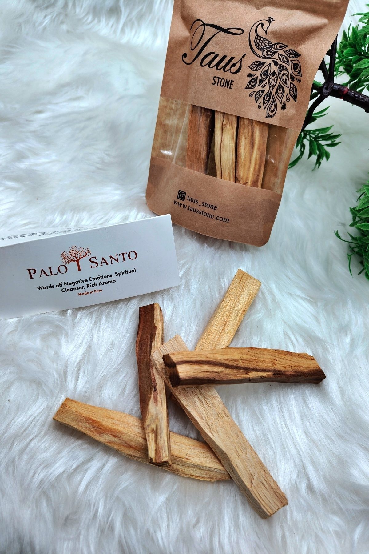TAUS STONE Palo Santo Ağaç Tütsü Peru Menşeili Orijinal Sertifikalı Arınma Tütsüsü 5'li (45-60 gr.)