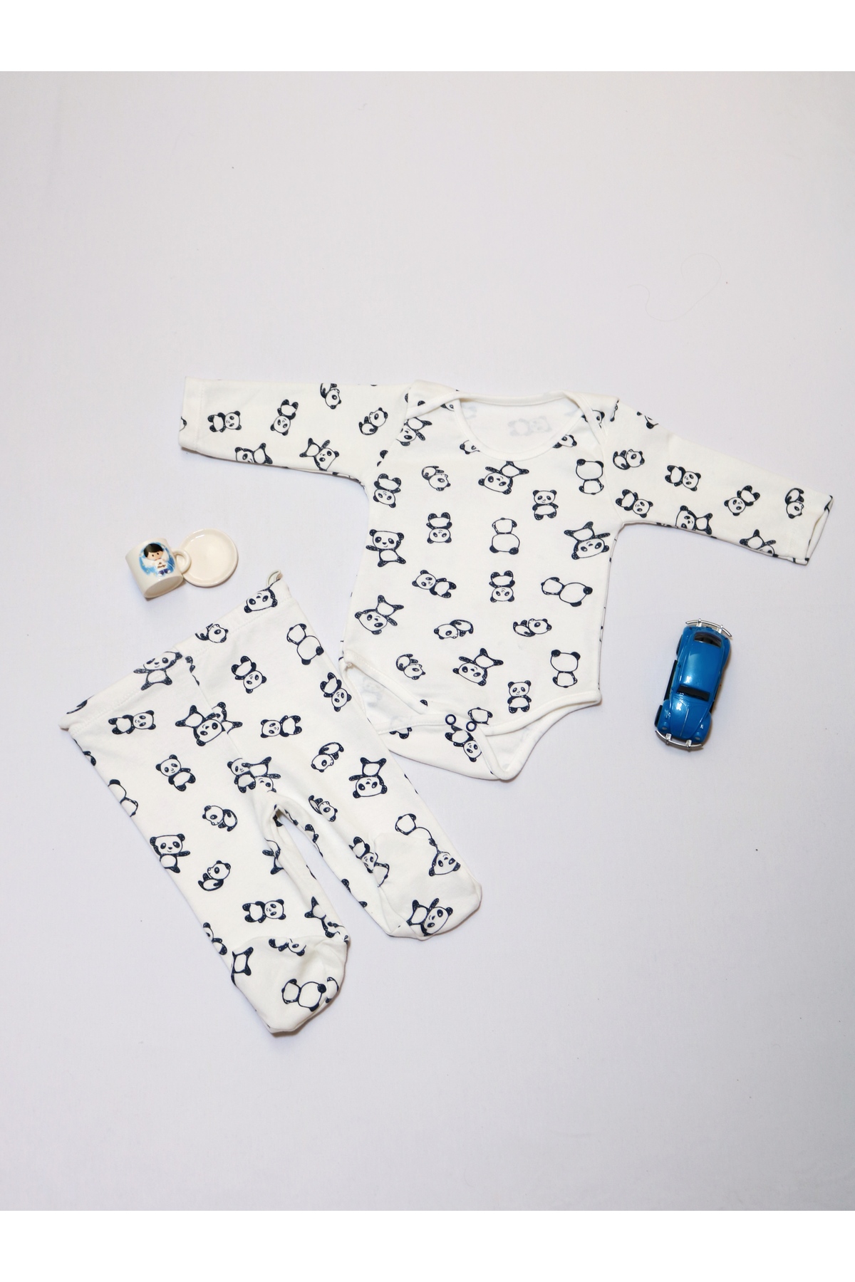 Pırlanta baby Bebek 6'lı Tulum ve Alt Takımı - %100 Pamuklu Panda Desenli 0 - 9 Ay Erkek ve Kız Bebek İçin fotoğrafı 3 (önizleme)