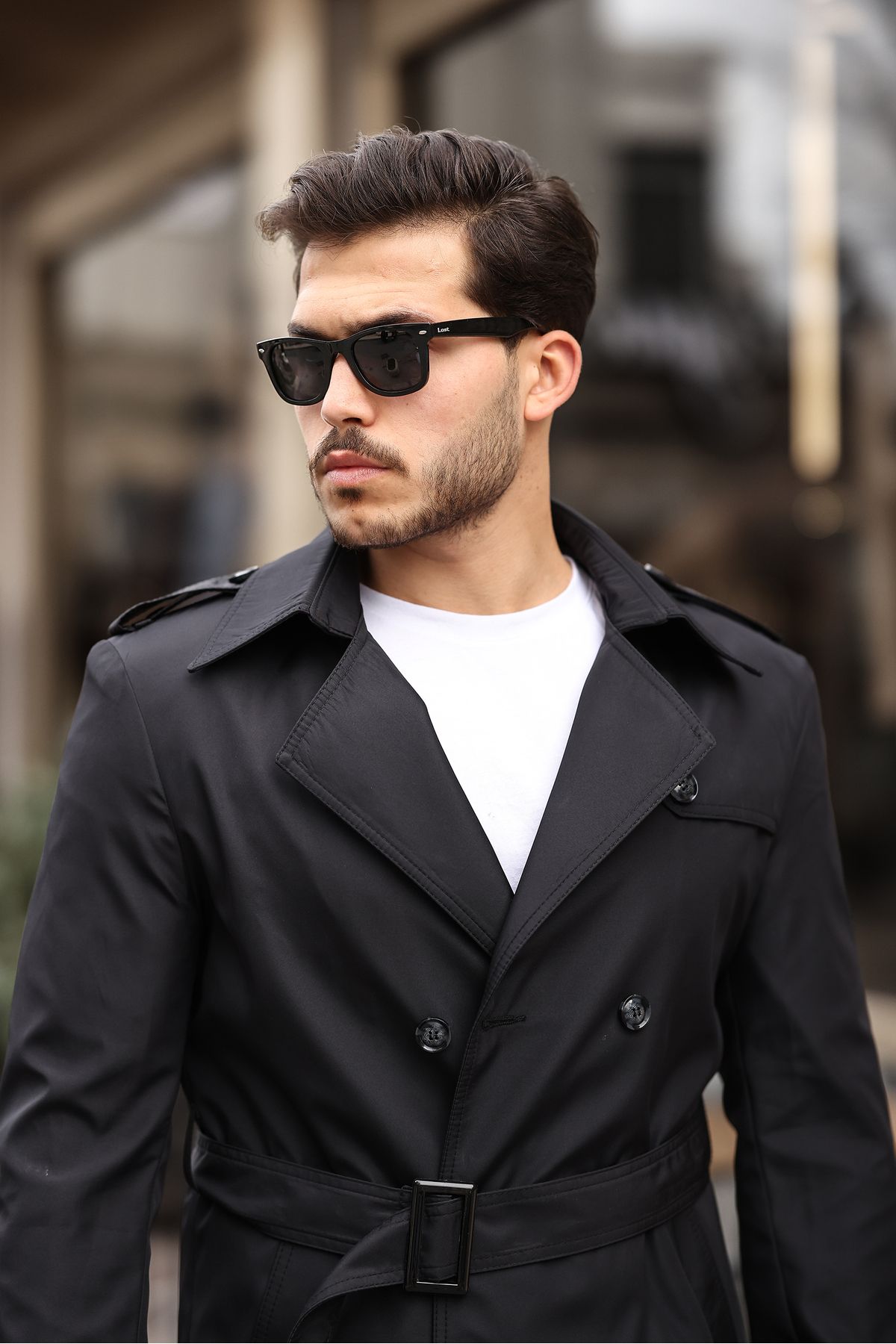 BASEL.CO-Trench Coat with Belt and Epaulettes 5