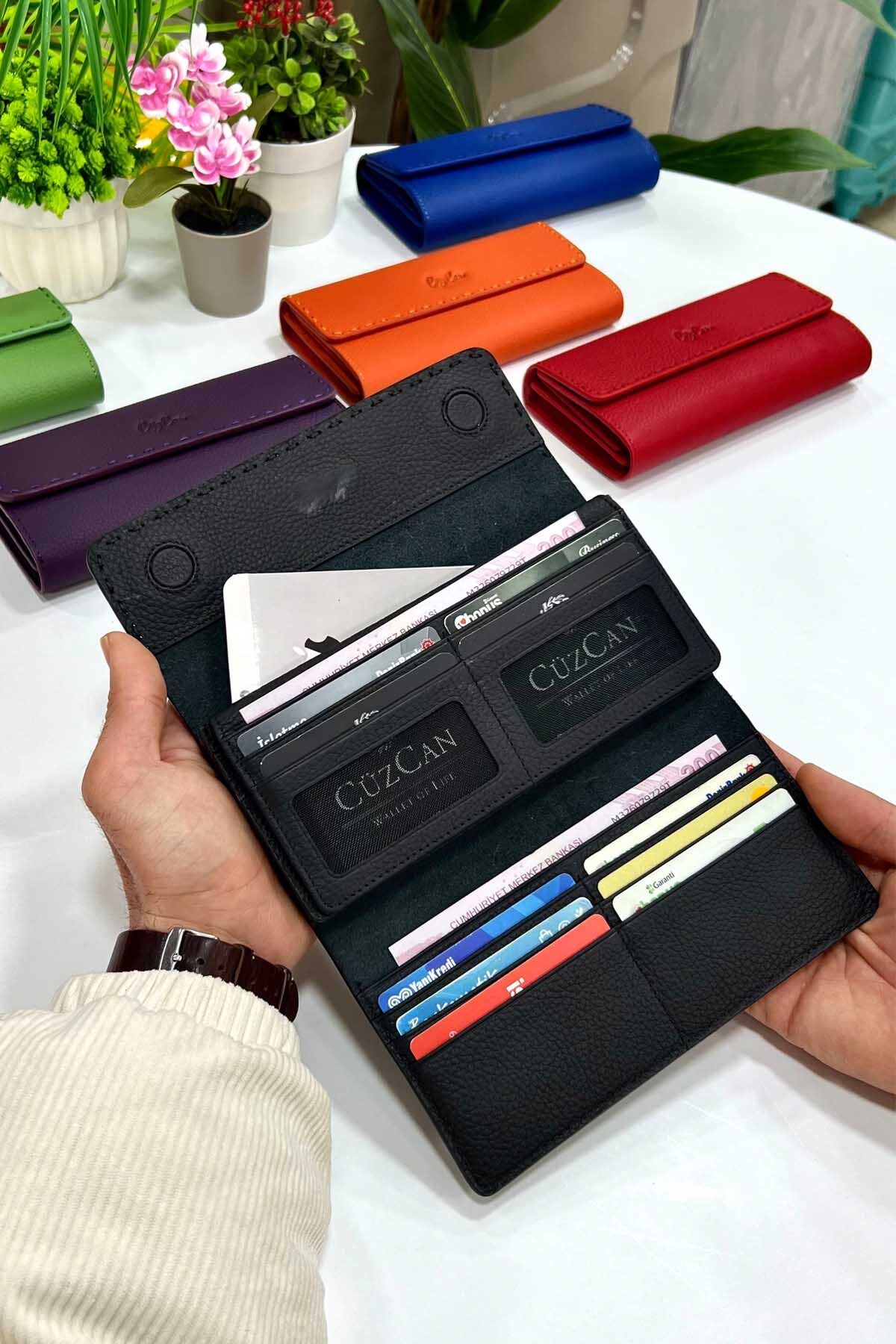 CüzCan-Hilton Black Genuine Leather Women's Wallet with Knitted Detail 3