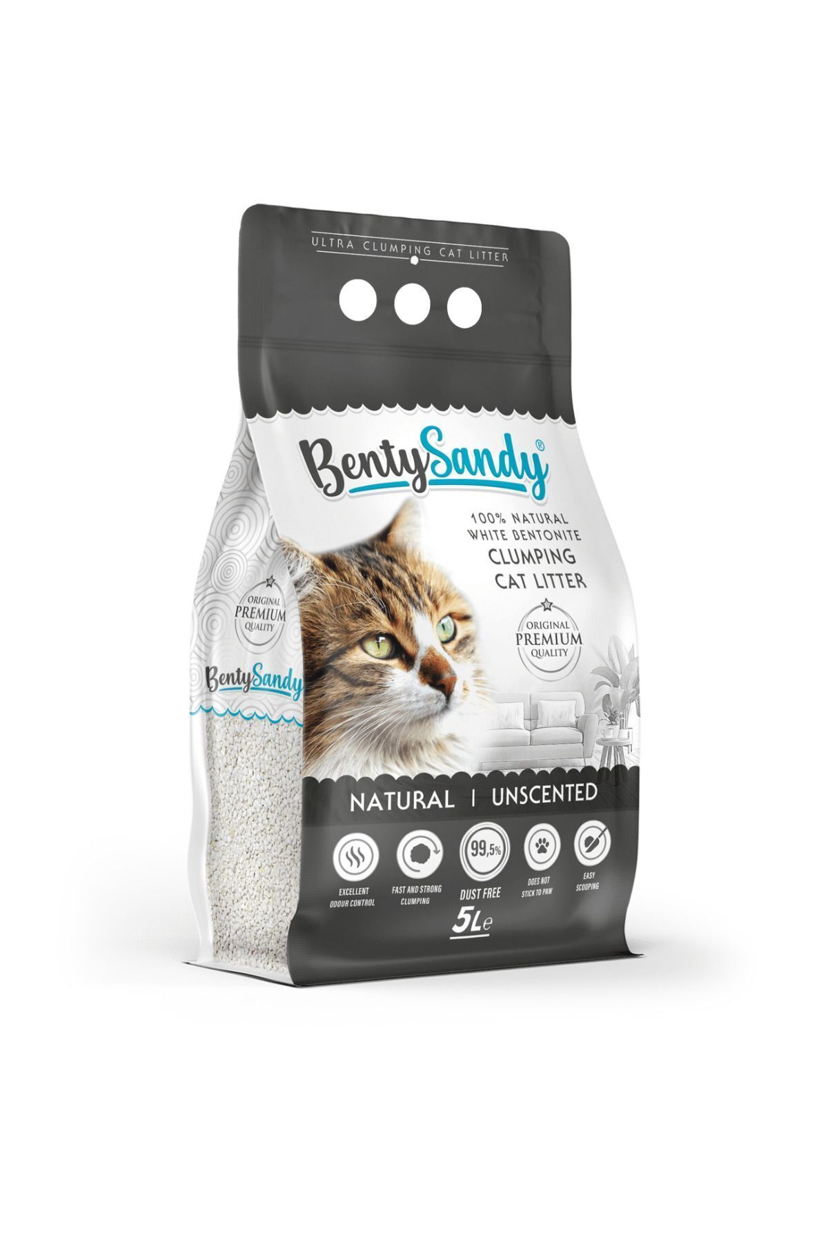 Naturel Kokusuz Topaklanan Ince Taneli Kedi Kumu 5 Lt