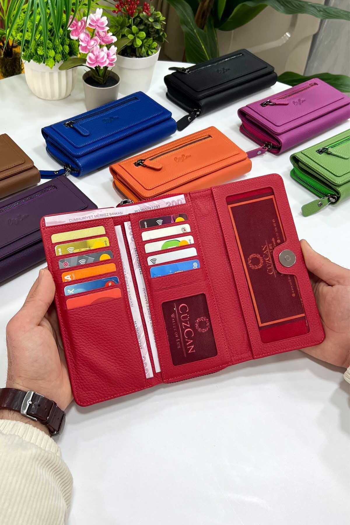 CüzCan-Berlin Red Genuine Leather Ultra Useful Women's Wallet 5