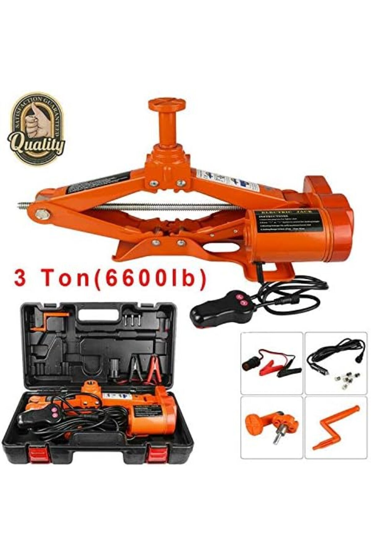 Generic-Electric Car Floor Jack 3 Ton - 12V Automatic Scissor Lift Jack for Quick Tire Change & Replacement 3