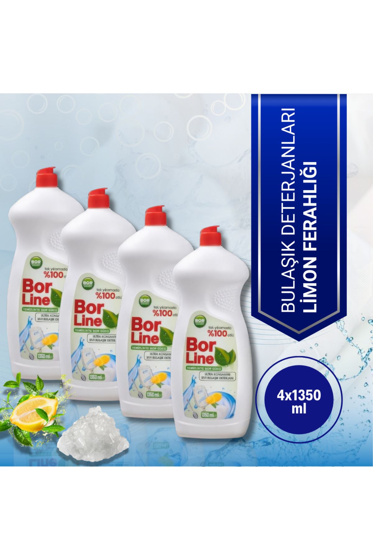 BORLINE Sıvı Bulaşık Deterjanı Limon Ferahlığı (4x1350 ml)