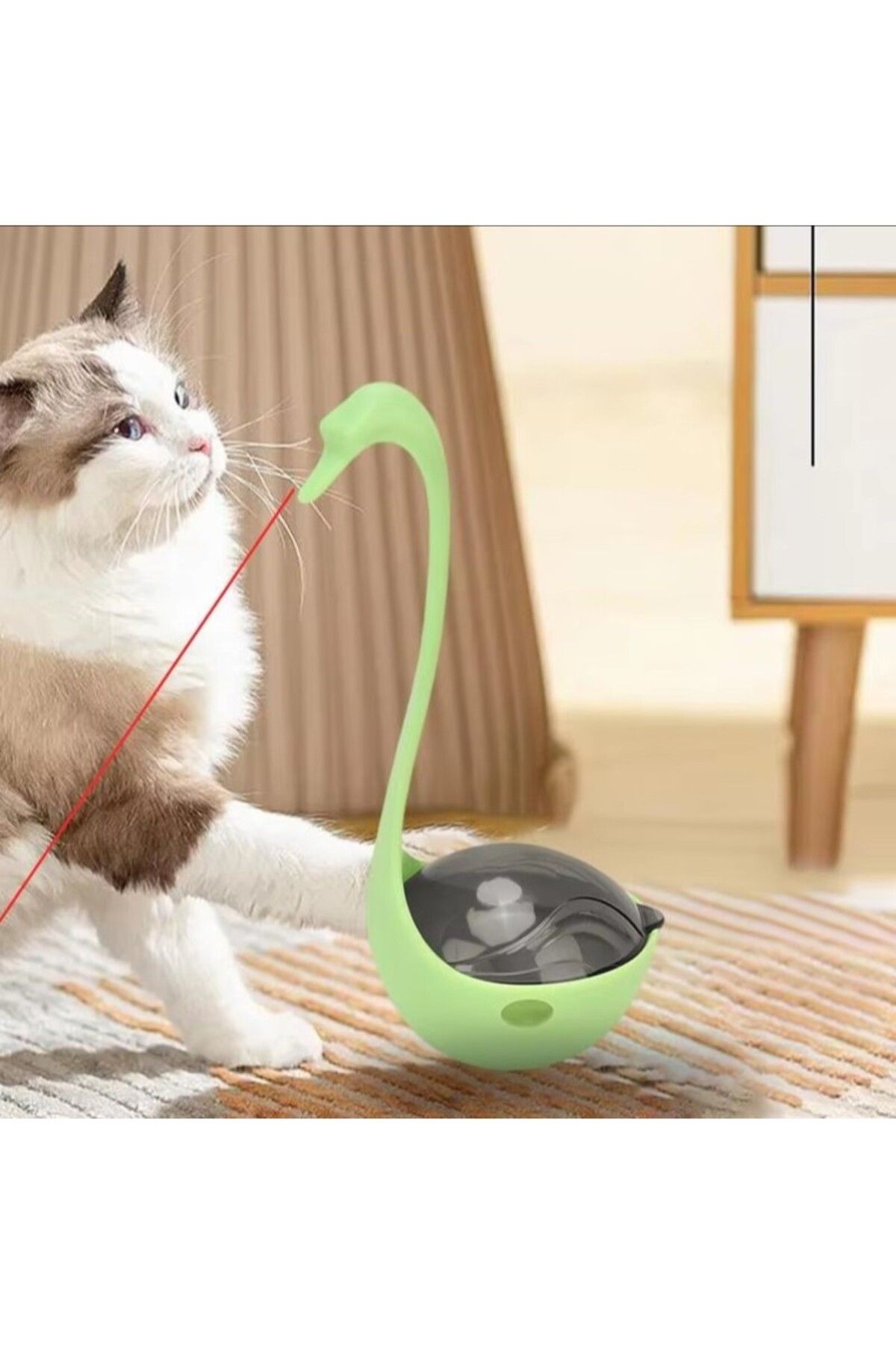 OKA-Swan Shaped Cat Toy with Laser and Feeder Anti-Tipping |   Fun, Motion and Reward Together 2