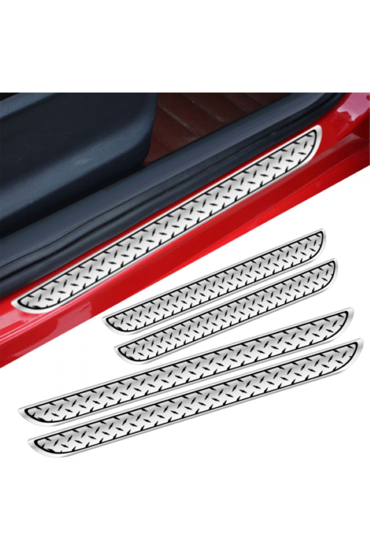 Avex-Set of 4 universal door sill protectors, chrome and diamond black 1