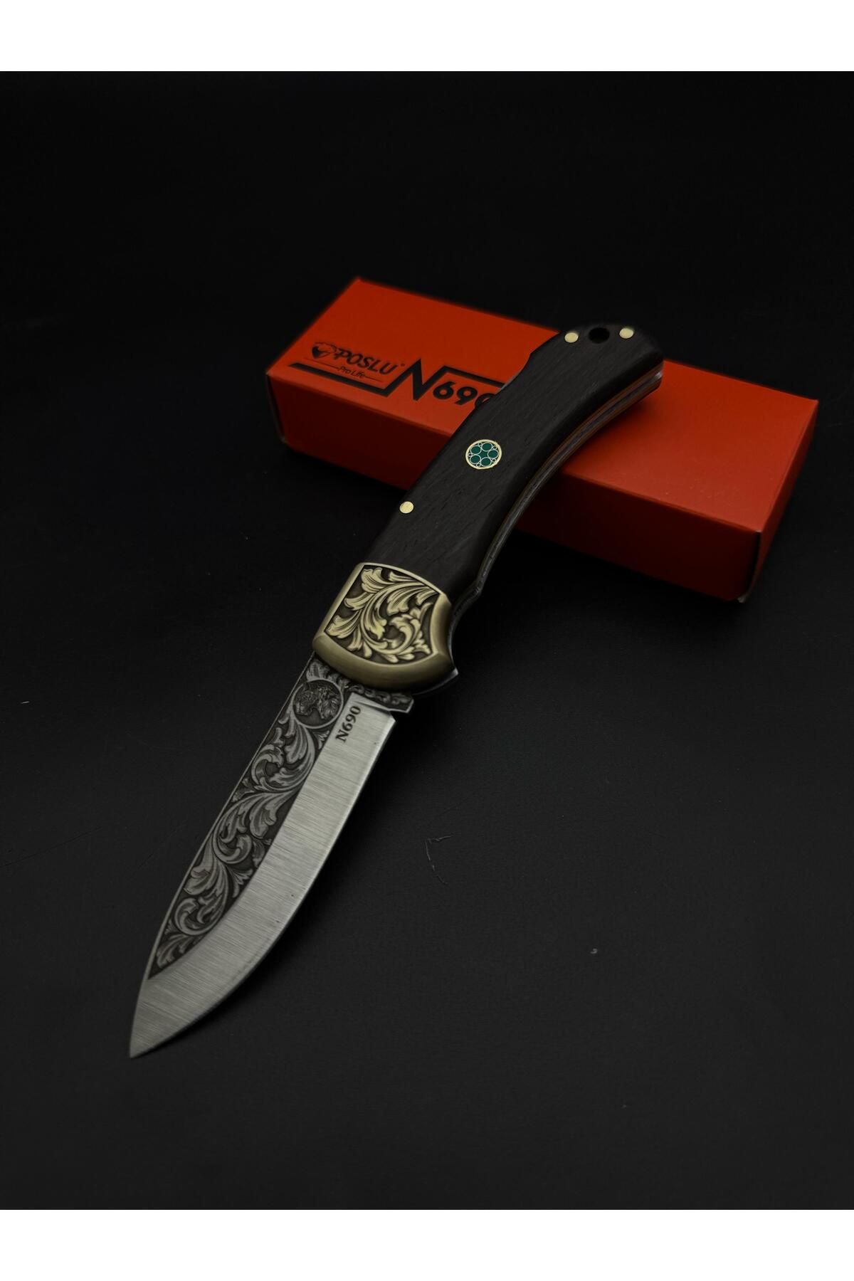MT BIÇAK MAĞAZASI GRAVÜR İŞLEMELİ LEOPAR FİGÜRLÜ ÇAKI | N690 ÇELİK PELESENK KABZE