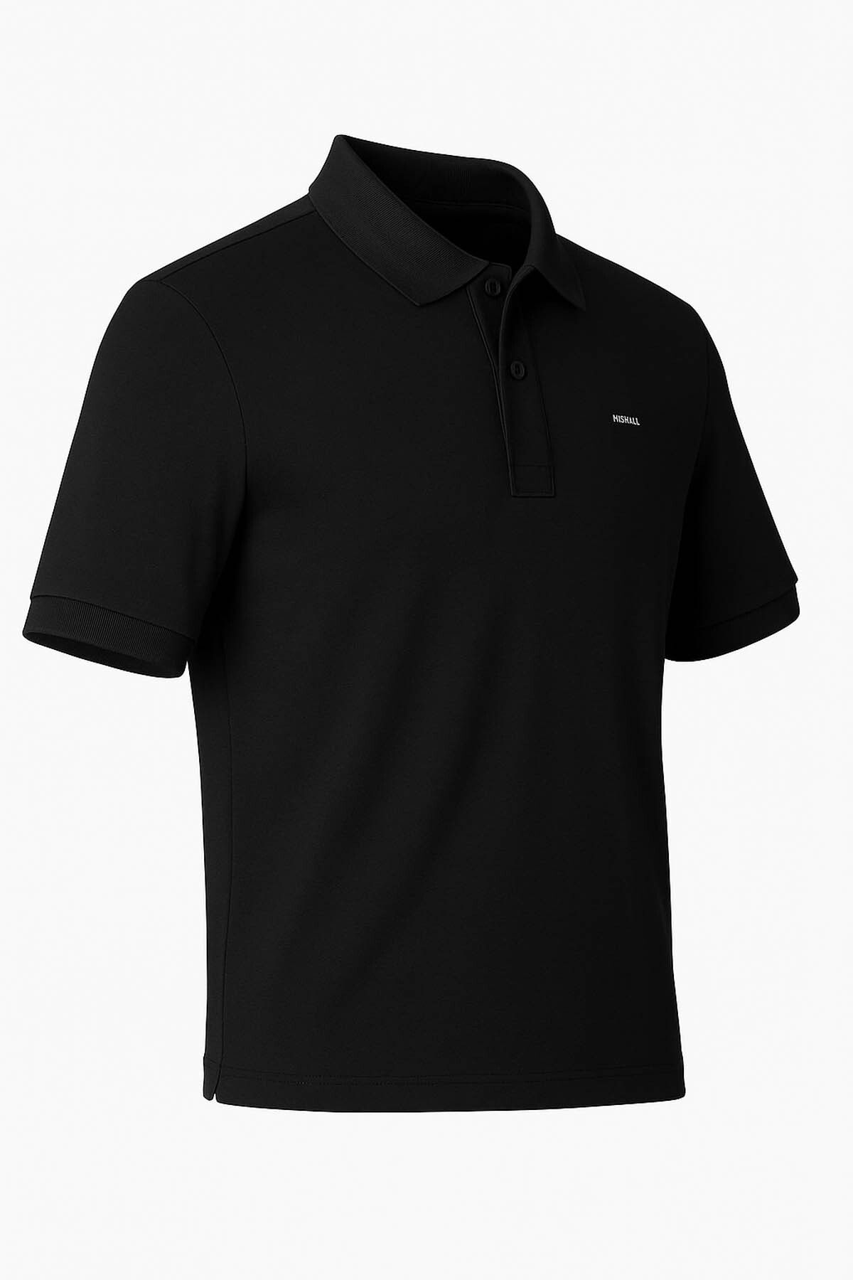 trender-Polo Neck Black Men's T-Shirt 2061 1