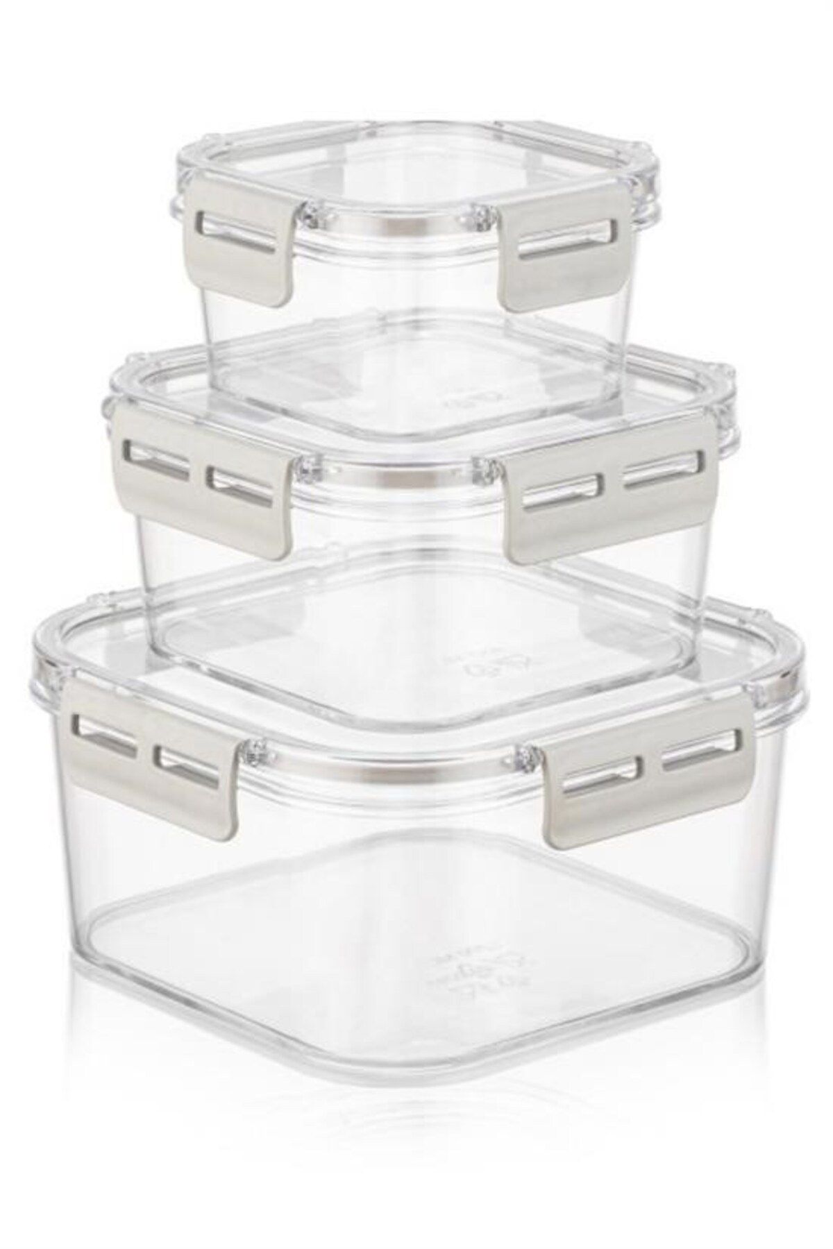 Tahtakale Toptancısı-BUFFER® 3-Piece Practical Silicone Seal Sturdy Stackable Storage Containers with Leak-Proof Lids 8