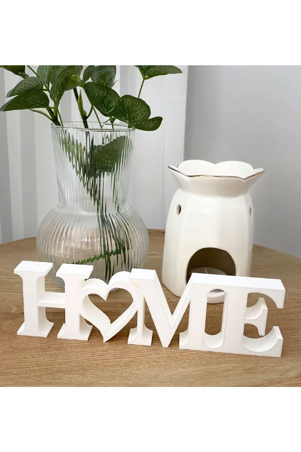 teknotrust Home Yazılı Dekoratif Biblo Masaüstü Dekor - Beyaz 20 Cm